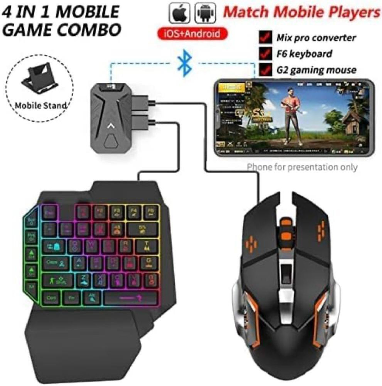 Image of Flydigi FeiZhi Q1 - Play Mobile Battle Royale Games with Keyboard & Mouse - Bluetooth (Black)