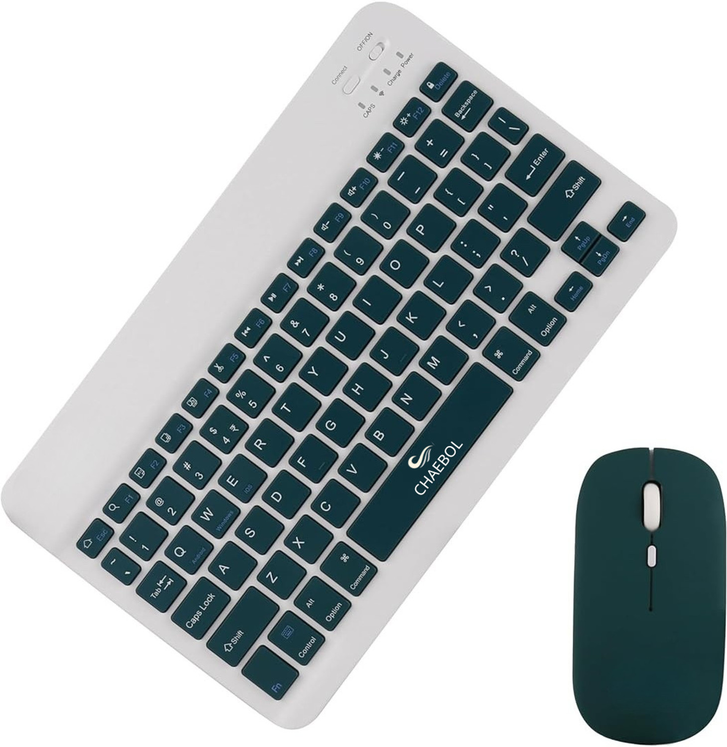 Image of Chaebol Wireless Keyboard and Mouse Combo, Rechargeable Battery, Bluetooth Bluetooth, Wireless Laptop-size Laptop Keyboard Compatible with Tablet, Desktop, iPad, Laptop (Dark Green)