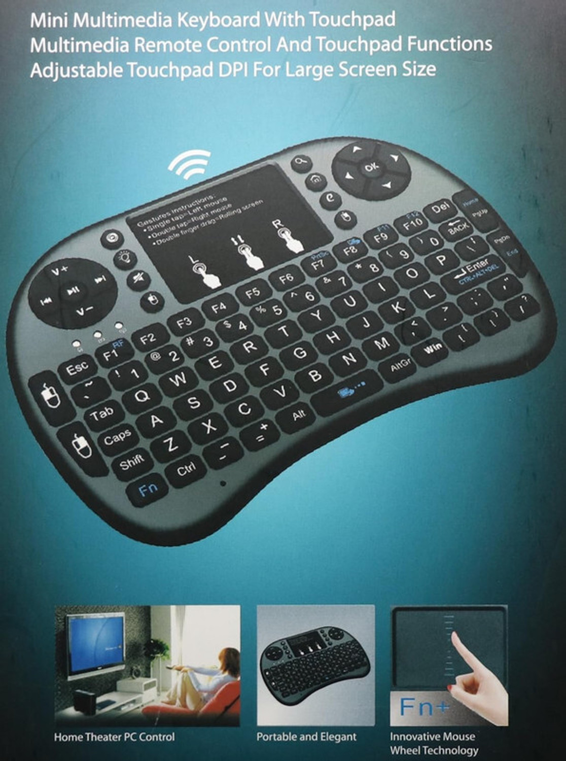 Image of Clairbell V13 Hard key Mini Home Theater Keyboard: Touchpad Included Smart Connector Handheld Laptop Keyboard Compatible with Desktop, Laptop, Mac (Black)
