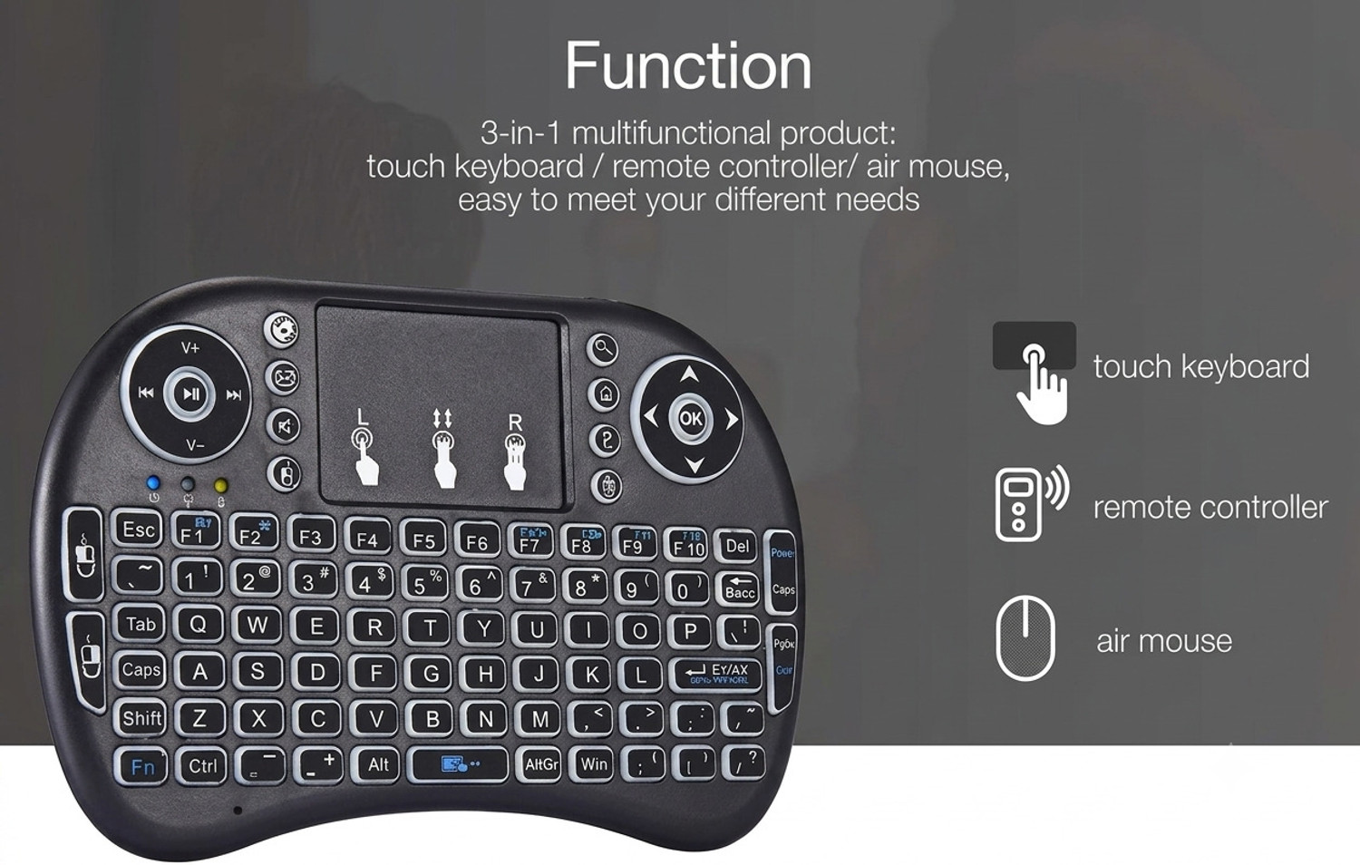 Image of DAKSHWAY Mini Wireless Keyboard Touchpad Mouse Combo BK2610 Bluetooth Handheld Laptop Keyboard Compatible with Laptop (Multicolor)