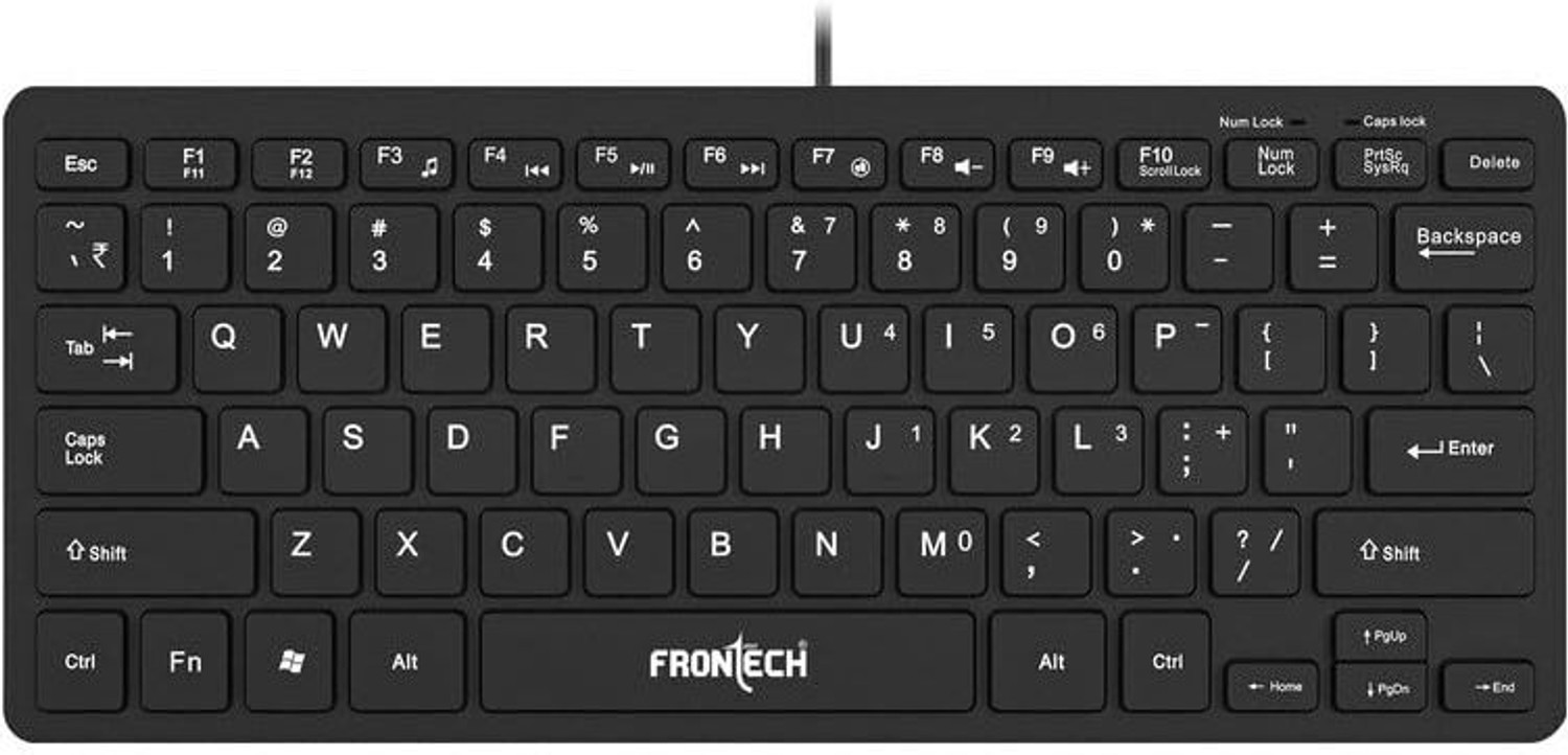 Image of Frontech KB-0041 Wired USB Laptop-size Laptop Keyboard Compatible with Desktop, Laptop, Mac (Black)