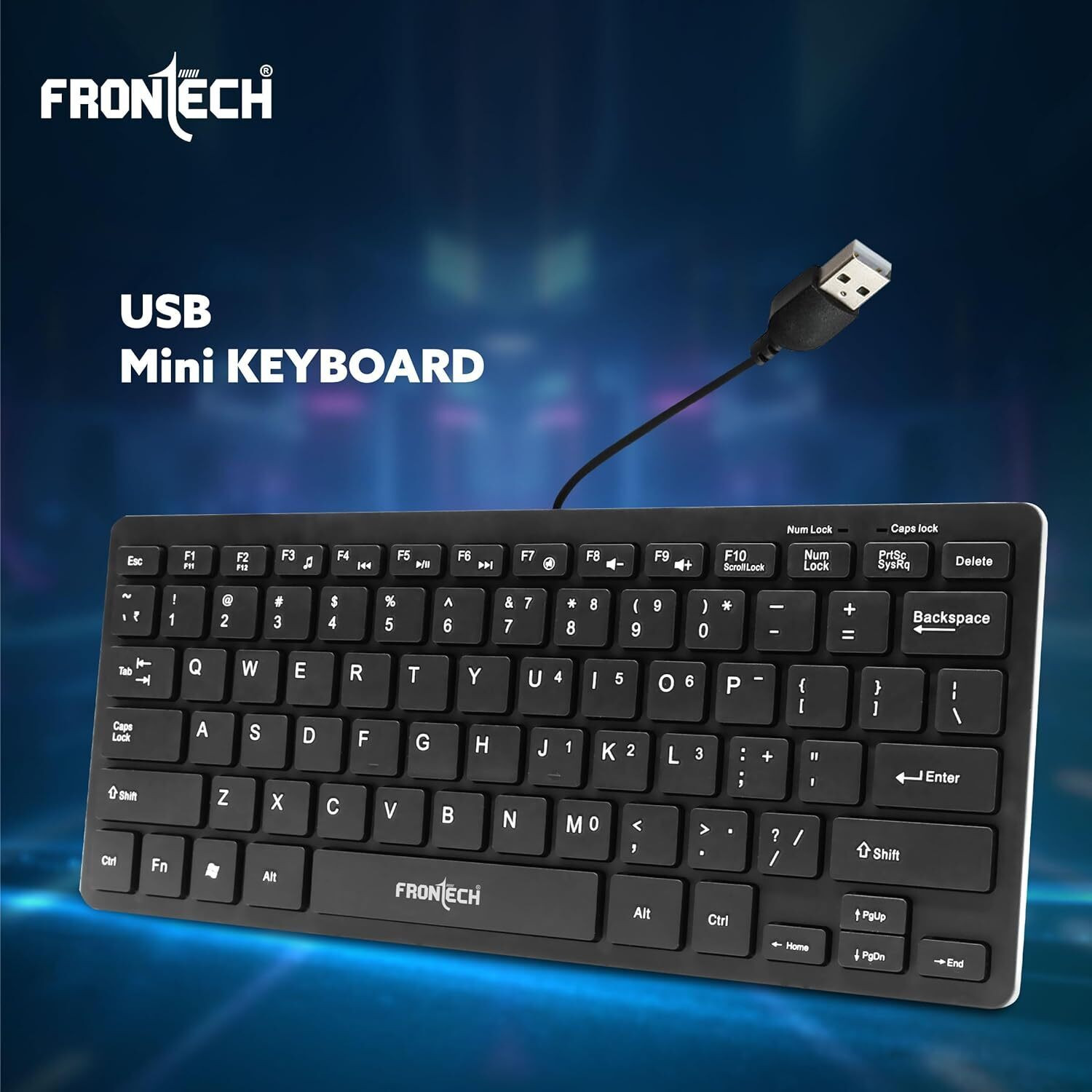 Image of Frontech KB-0041 Wired USB Laptop-size Laptop Keyboard Compatible with Desktop, Laptop, Mac (Black)