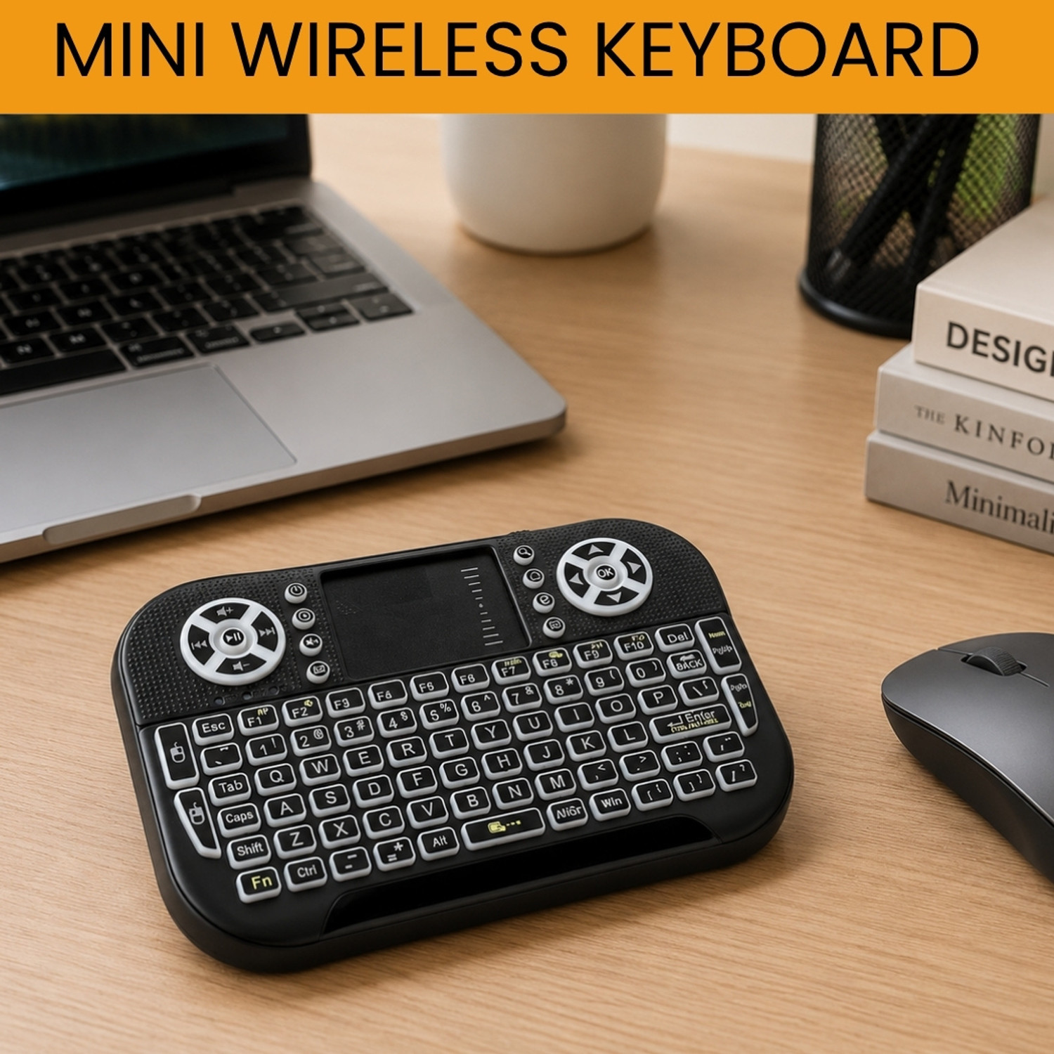 Image of ROQ Ultraslim Bluetooth, Wireless Handheld Tablet Keyboard Compatible with Desktop, Laptop, Tablet, iPad, Mac (White)