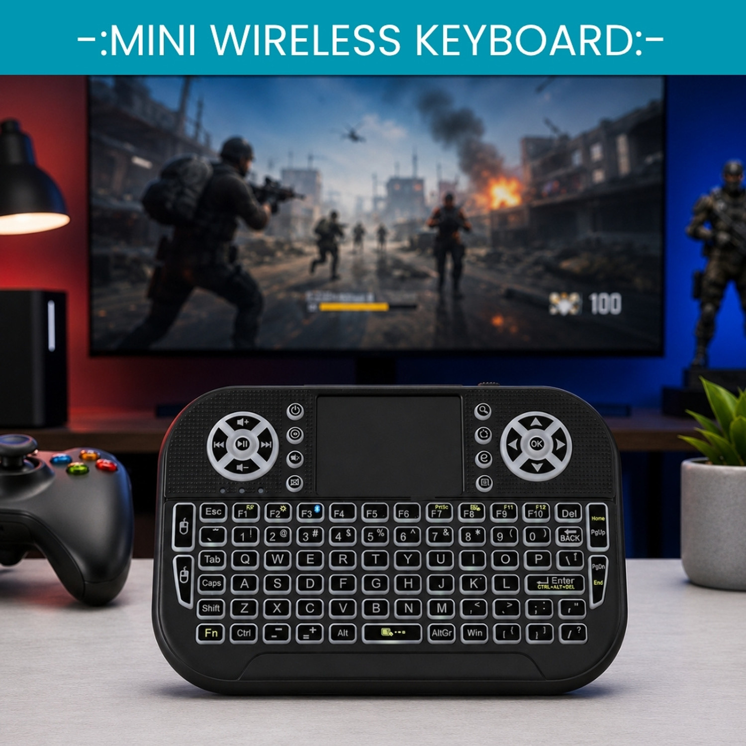 Image of ROQ Ultraslim Bluetooth, Wireless Handheld Tablet Keyboard Compatible with Desktop, Laptop, Tablet, iPad, Mac (White)