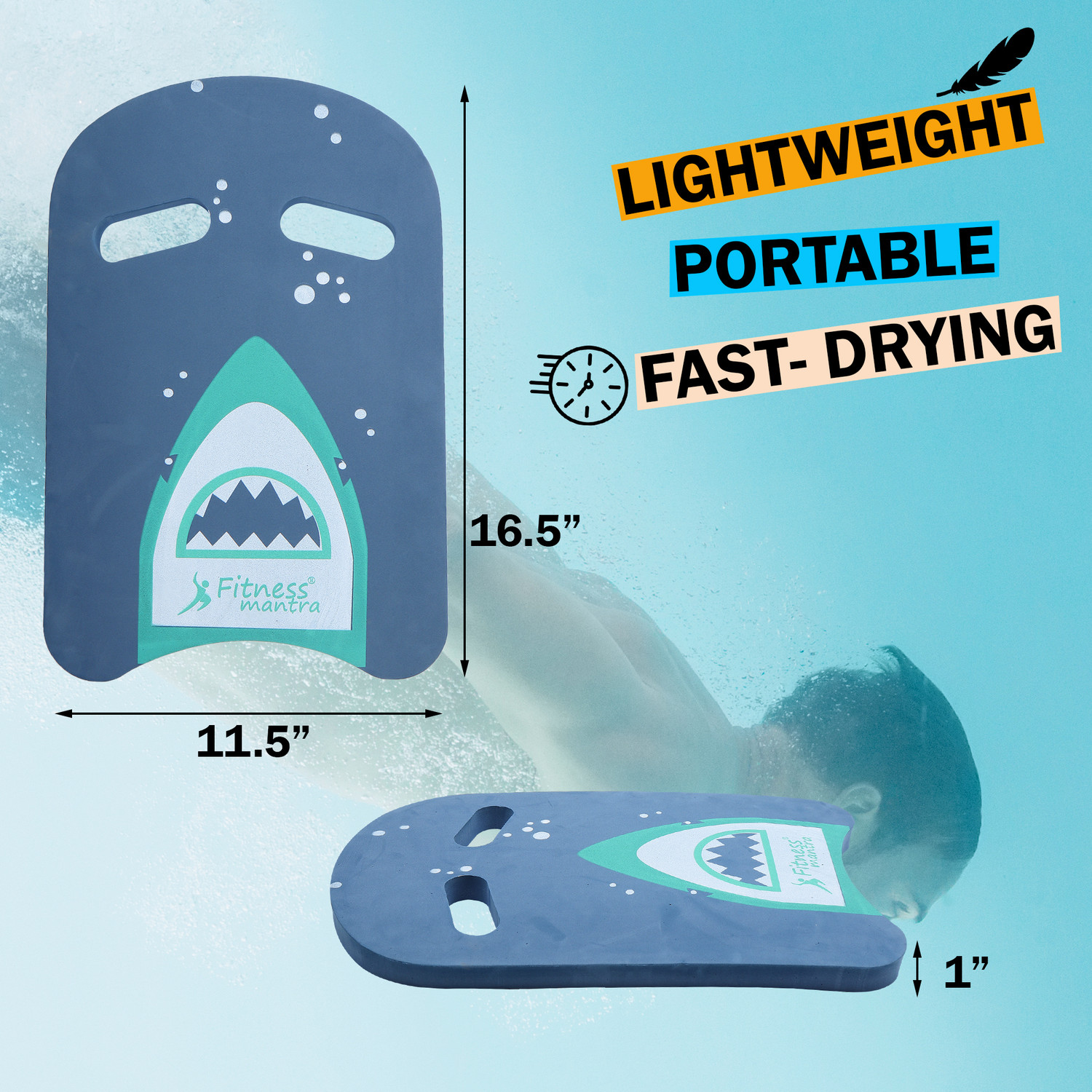 Image of Fitness Mantra Swimming Kick Board| Sports Swimming Float Pad| Beginners| Adults and Kids| Kickboard (Blue)