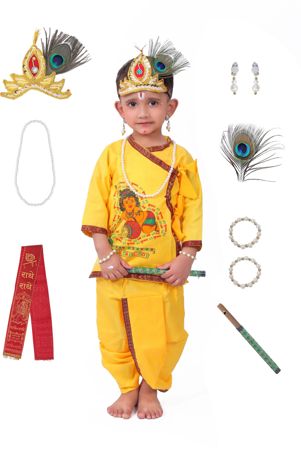 Image of Raj Fancy Dresses Radha and krishna Dress for Kids with Jewellery Accessories for baby Boys Girls Kids Costume Wear
