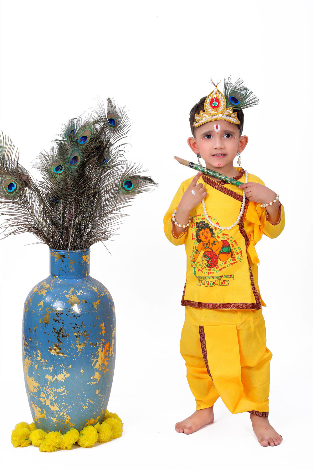Image of Raj Fancy Dresses Radha and krishna Dress for Kids with Jewellery Accessories for baby Boys Girls Kids Costume Wear