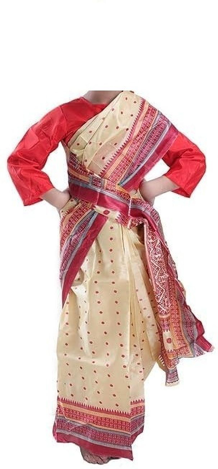 Image of KIDOSFANCYS TREND Bihu Assamese girl Saree State theme Fancy dress Kids Costume Wear