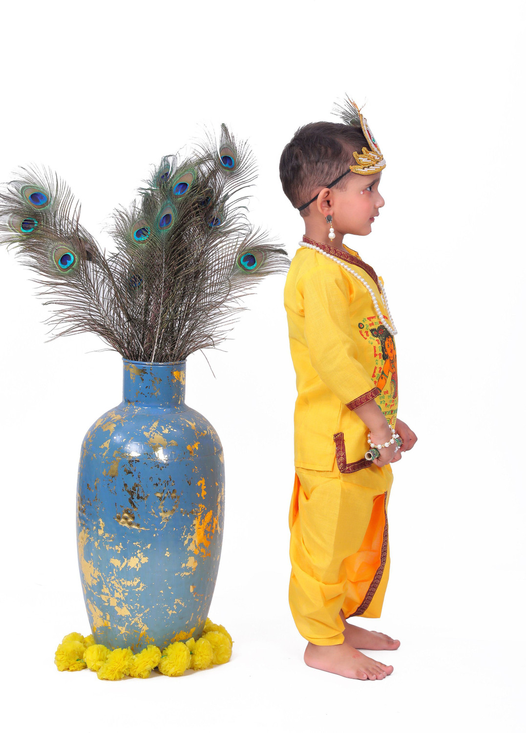 Image of Raj Fancy Dresses Radha and krishna Dress for Kids with Jewellery Accessories for baby Boys Girls Kids Costume Wear