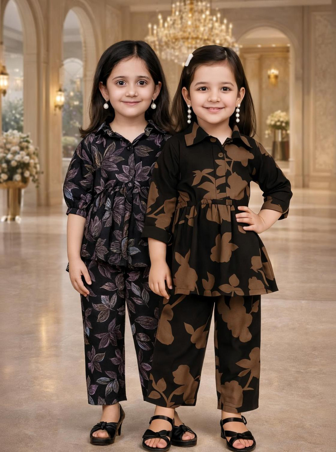 Image of Vasudha Fashion Hub Girls Casual Top Pant (BLACK)