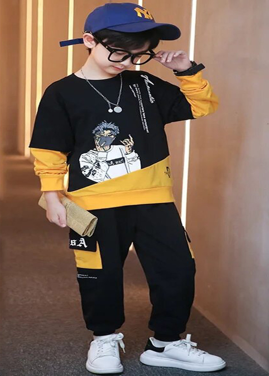 Image of Cute N Tight Baby Boys & Baby Girls Casual T-shirt Track Pants (Yellow)