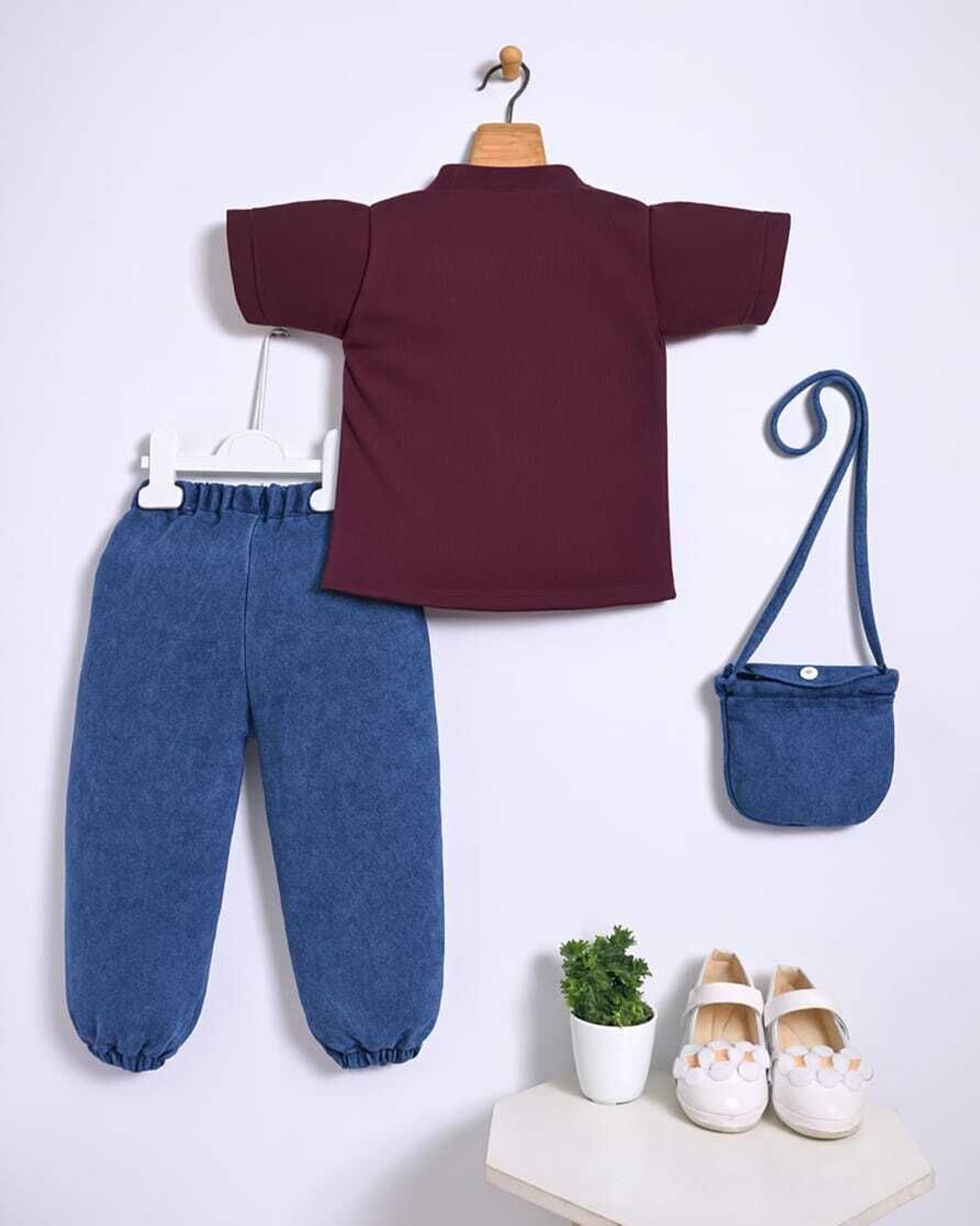 Image of RAHAMANSKSAFIUR Baby Girls Party(Festive) Top Jeans (WINE)