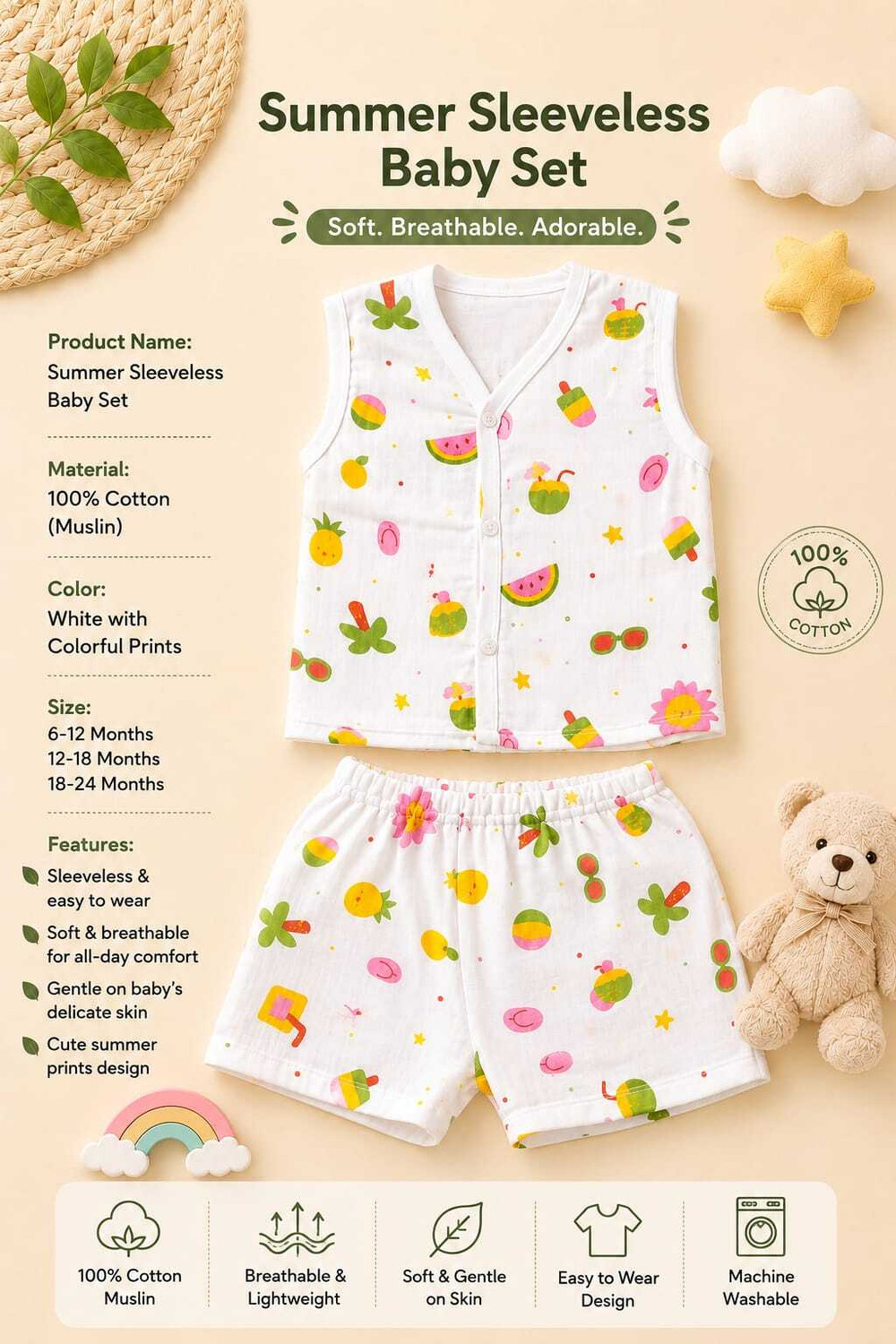Image of MAHADEV SELECTION Baby Boys & Baby Girls Casual Top Shorts (Multicolor, Pack of 5)
