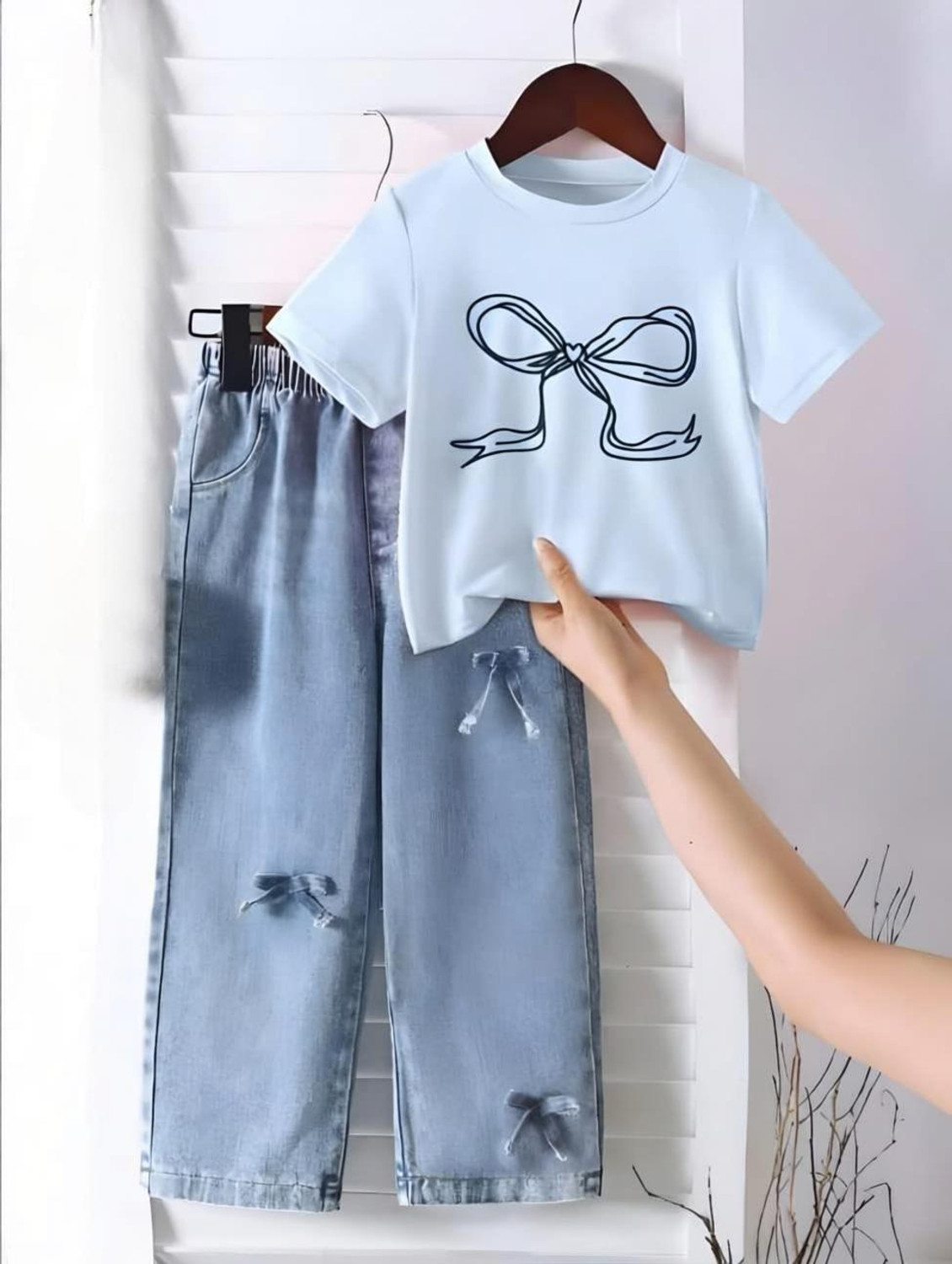 Image of DRITI Baby Girls Casual T-shirt Jeans (SKY BLUE)