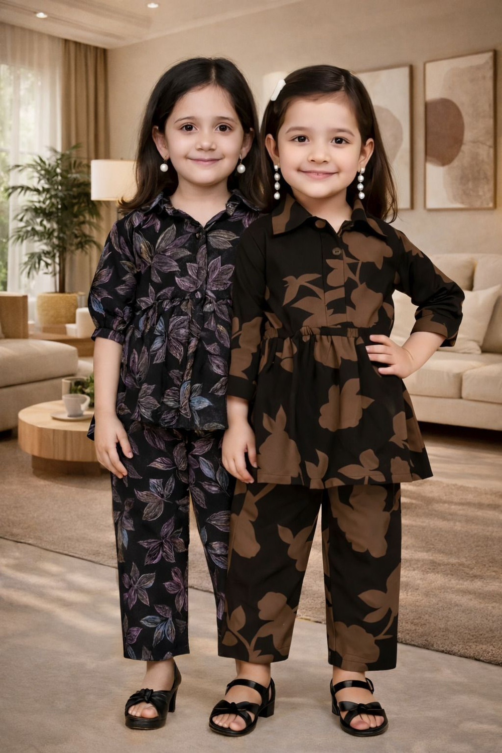 Image of Vasudha Fashion Hub Girls Casual Top Pant (BLACK)