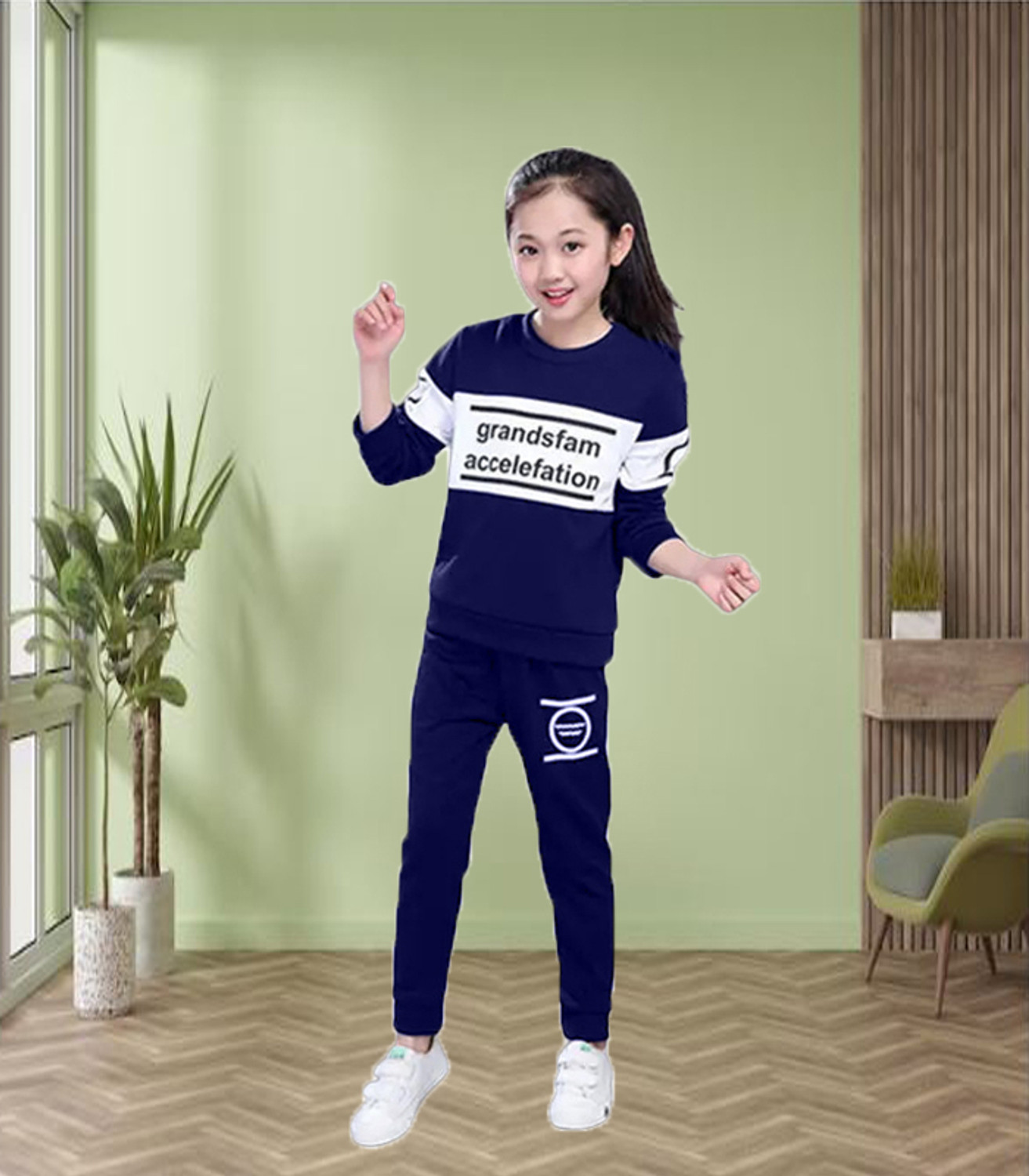 Image of Cute N Tight Baby Boys & Baby Girls Casual T-shirt Track Pants (Navy)