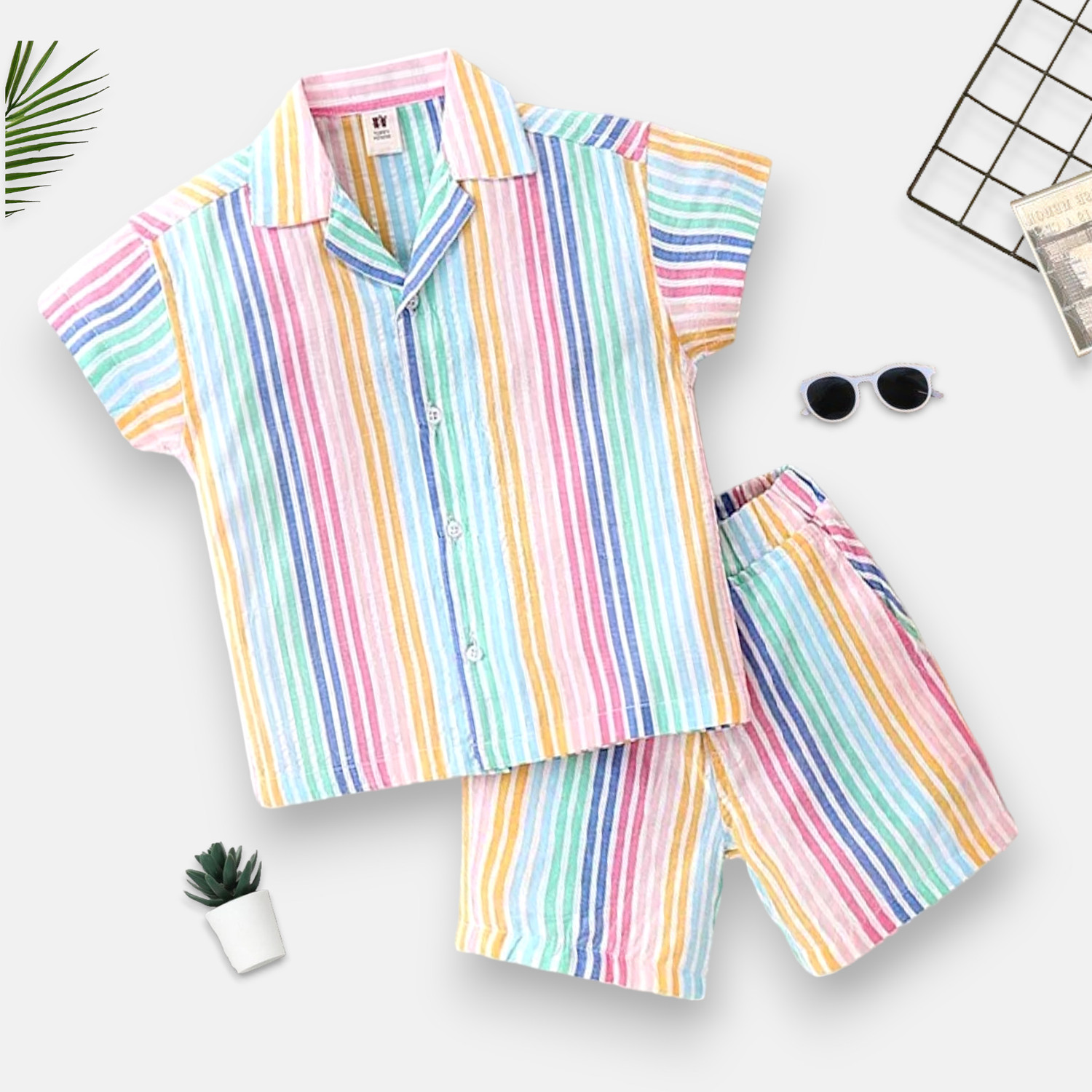Image of Tiny Brezy Baby Boys & Baby Girls Party(Festive) Shirt Shorts (RIMZIM MULTY)