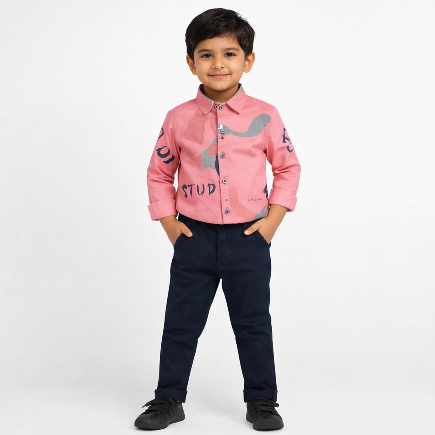 Image of Allkind Boys Casual Shirt Pant (Pink)