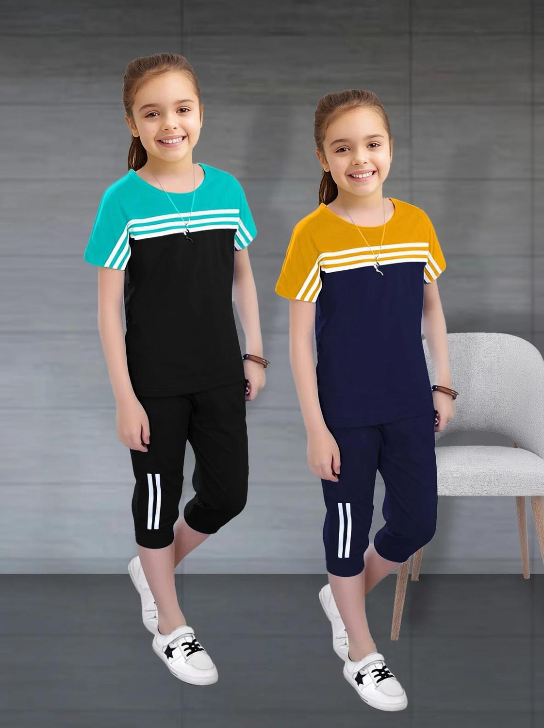 Image of Cute N Tight Baby Boys & Baby Girls Casual T-shirt Track Pants (Navy)