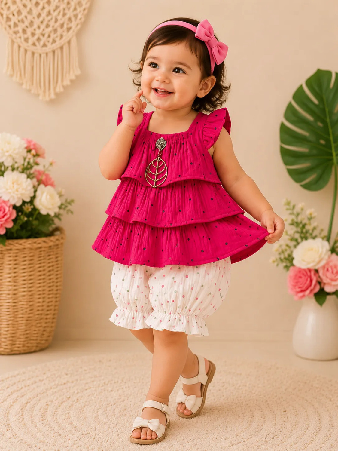 Image of DRITI Baby Girls Casual Top Skirt (PINK)