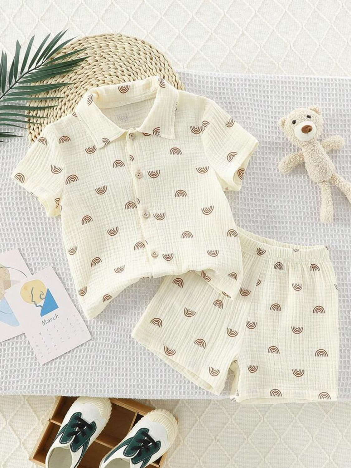 Image of The Fashion Prime Boys Party(Festive) Shirt Shorts (Cream 1)