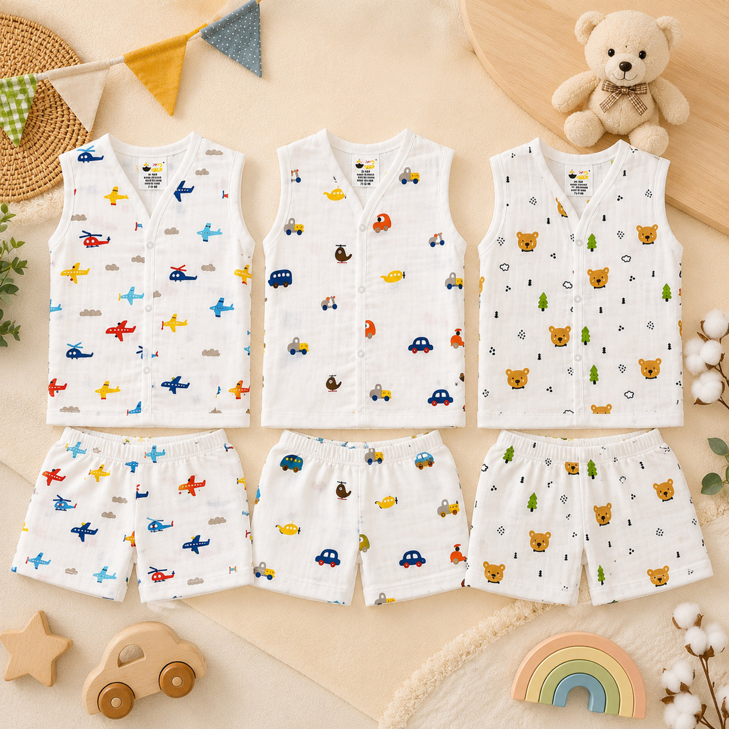 Image of MAHADEV SELECTION Baby Boys & Baby Girls Casual Top Shorts (Multicolor, Pack of 5)