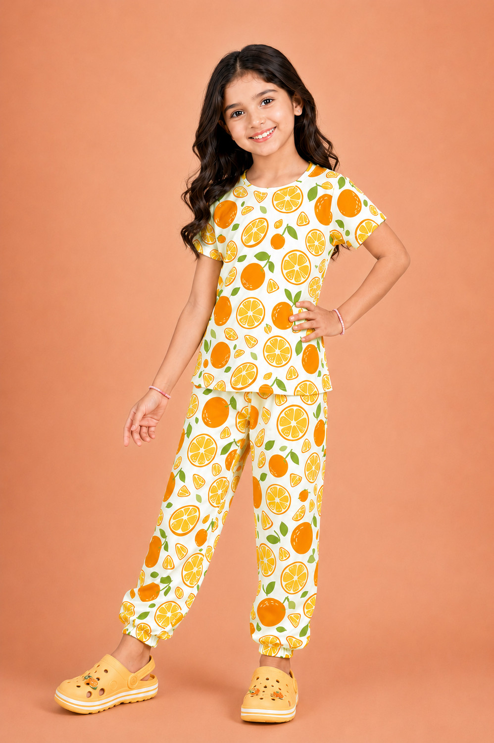 Image of foxyfox Girls Night Suit Set Pink Printed