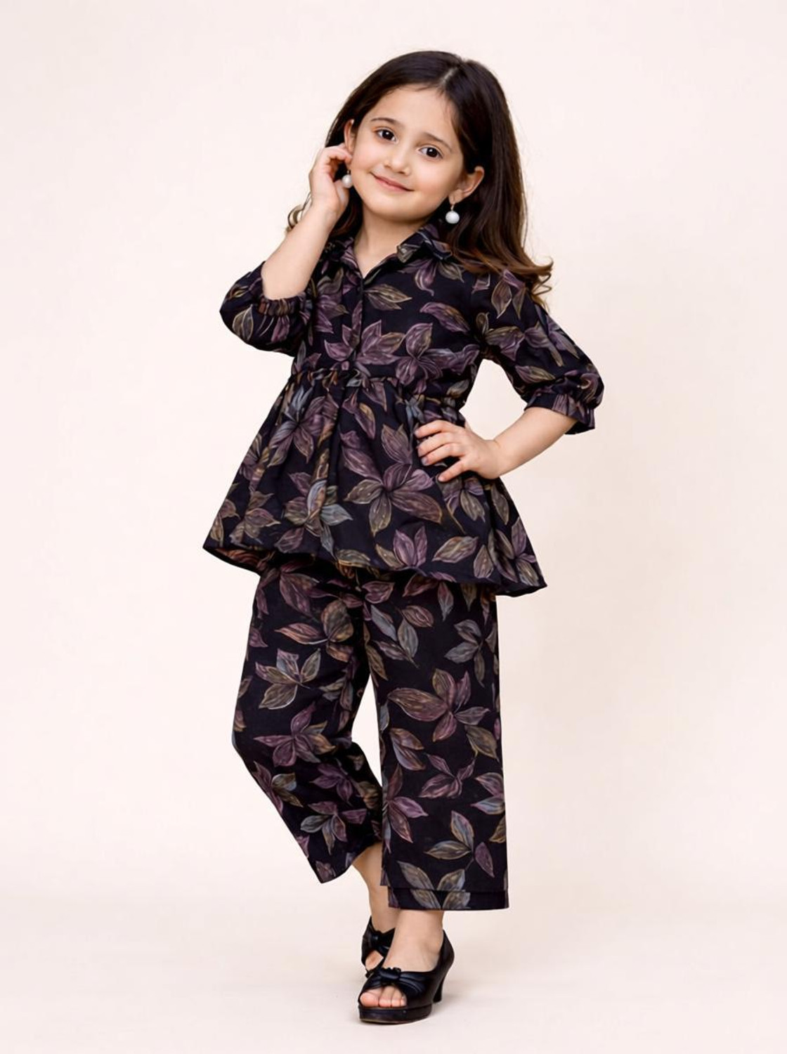 Image of Vasudha Fashion Hub Girls Casual Top Pant (BLACK)