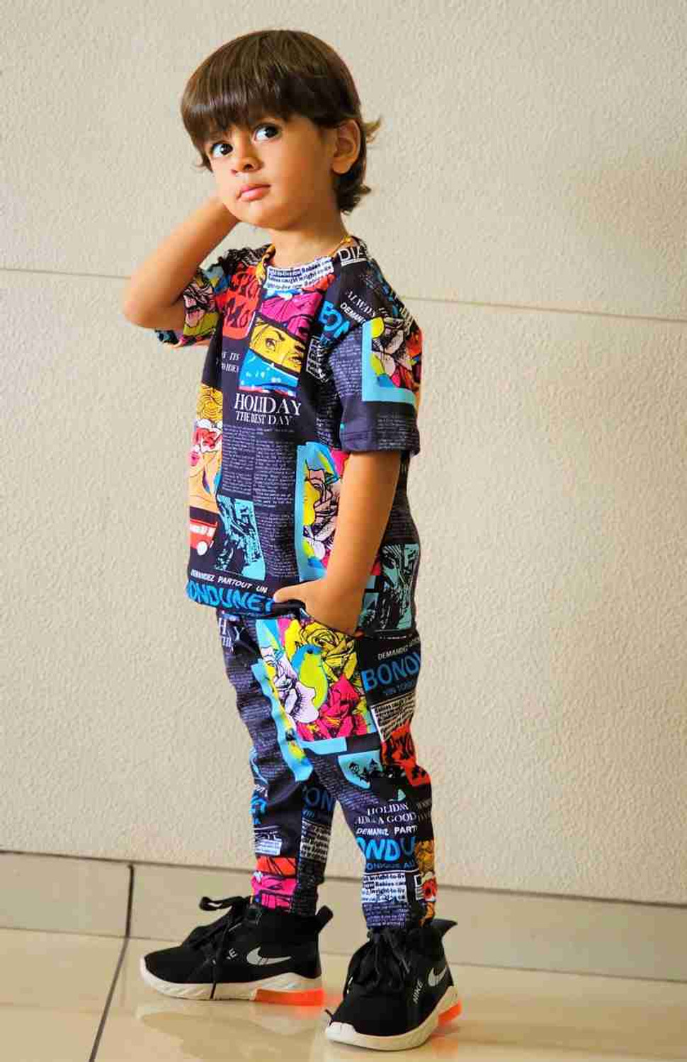 Image of Astylor Baby Boys & Baby Girls Casual T-shirt Trouser (Multicolor)