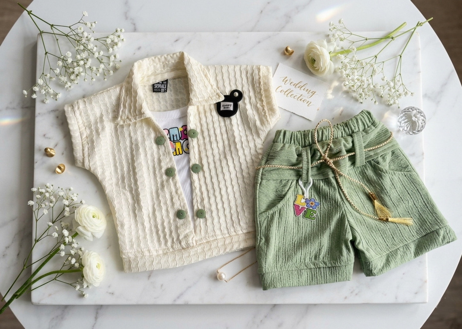 Image of Tiny Brezy Baby Boys & Baby Girls Party(Festive) Shirt Shorts (RIMZIM MULTY)