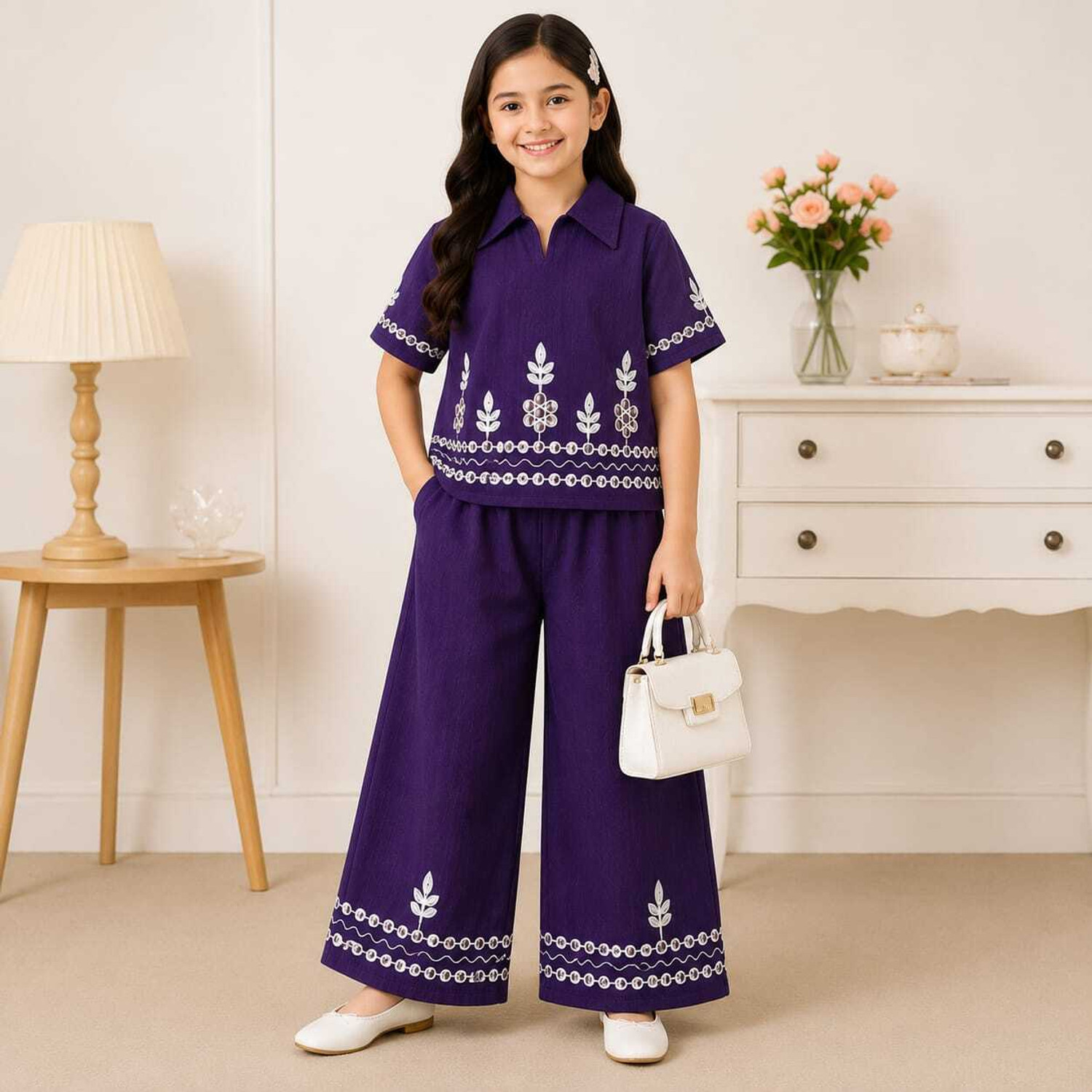 Image of DSK Girls Casual Shirt Pant (purple, Pack of 1)