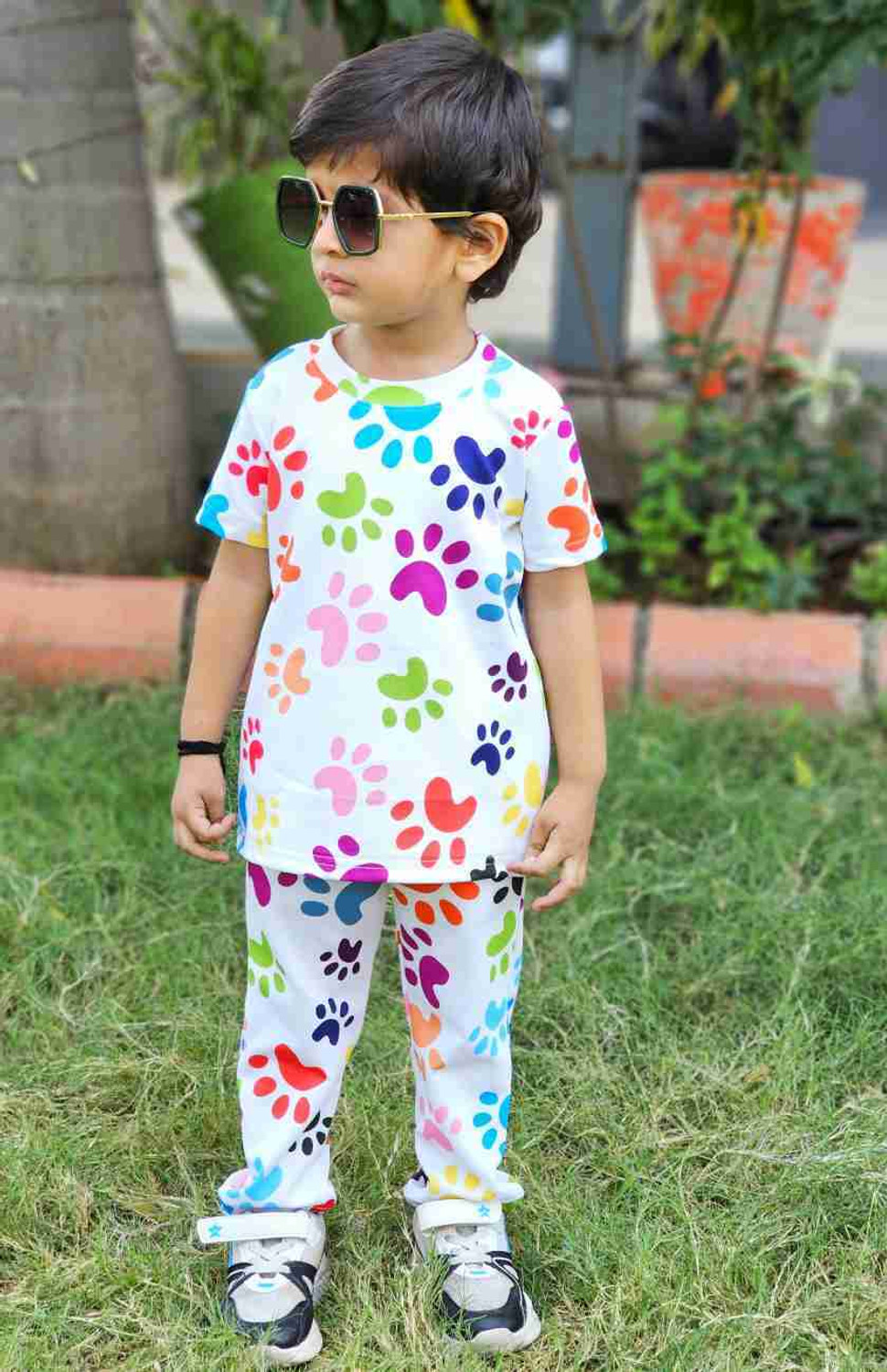 Image of Astylor Baby Boys & Baby Girls Casual T-shirt Trouser (White)