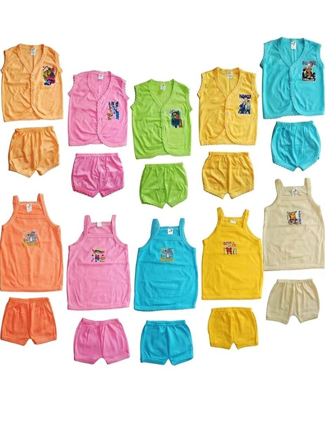 Image of MAHADEV SELECTION Baby Boys & Baby Girls Casual Top Shorts (Multicolor, Pack of 5)