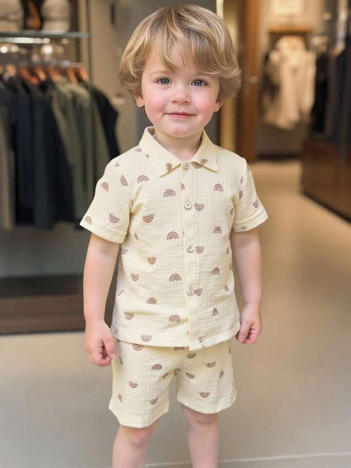 Image of The Fashion Prime Boys Party(Festive) Shirt Shorts (Cream 1)