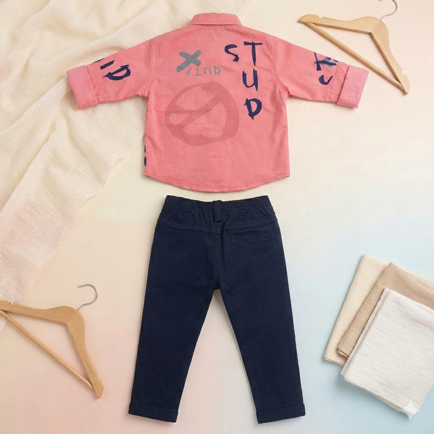 Image of Allkind Boys Casual Shirt Pant (Pink)