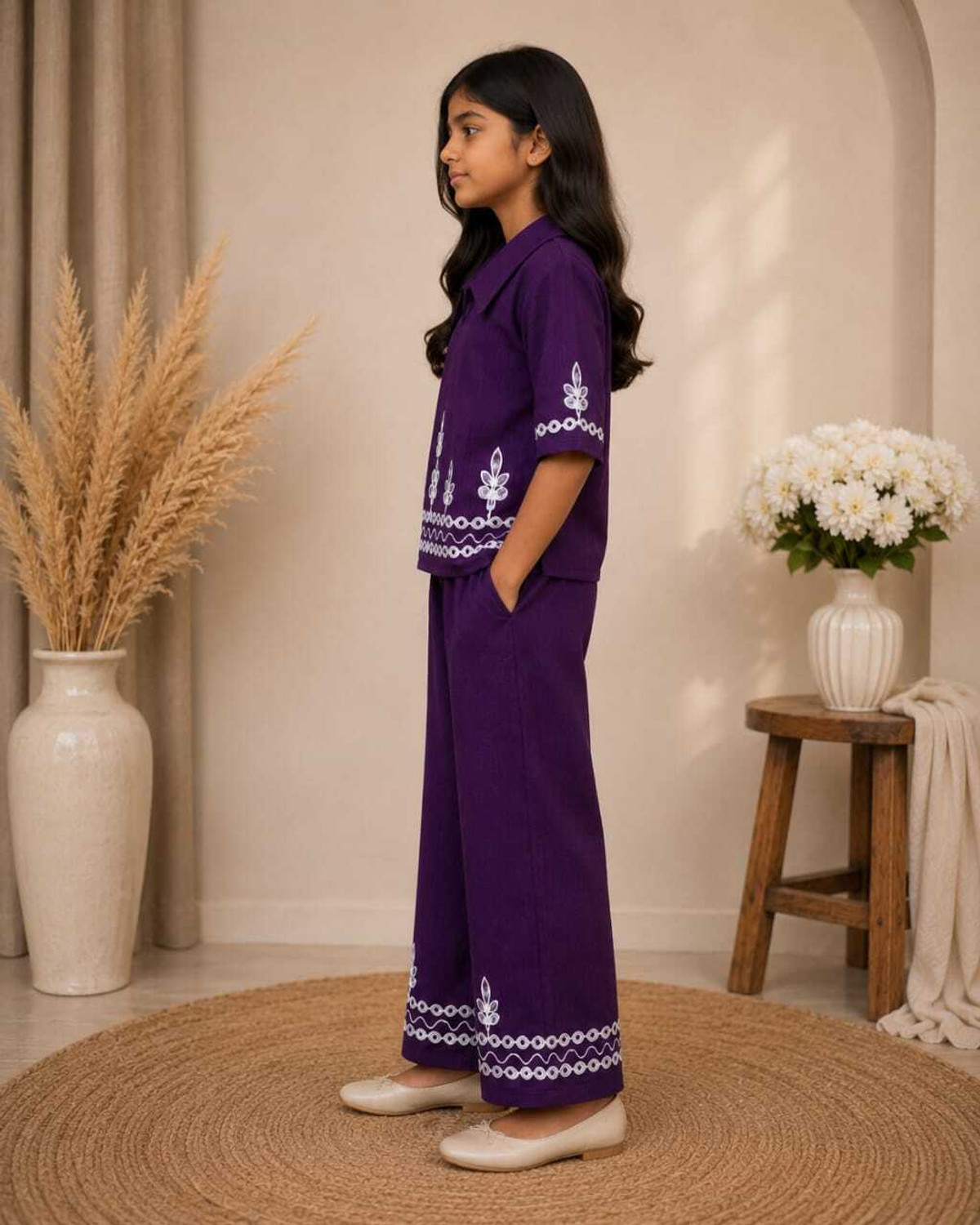 Image of DSK Girls Casual Shirt Pant (purple, Pack of 1)