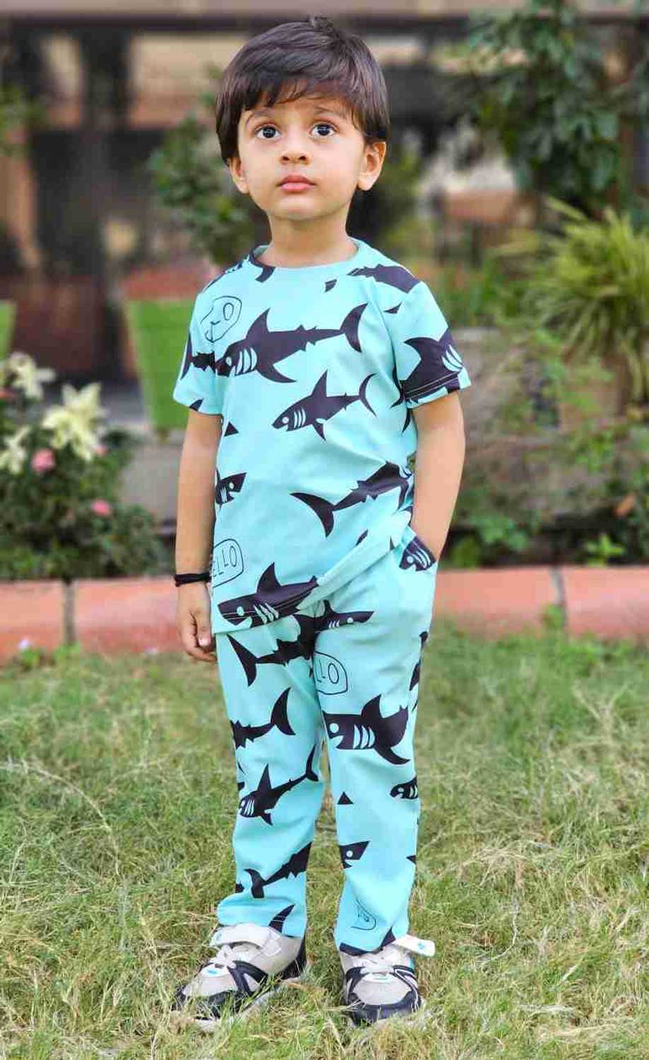 Image of Astylor Baby Boys & Baby Girls Casual T-shirt Trouser (Light Blue)