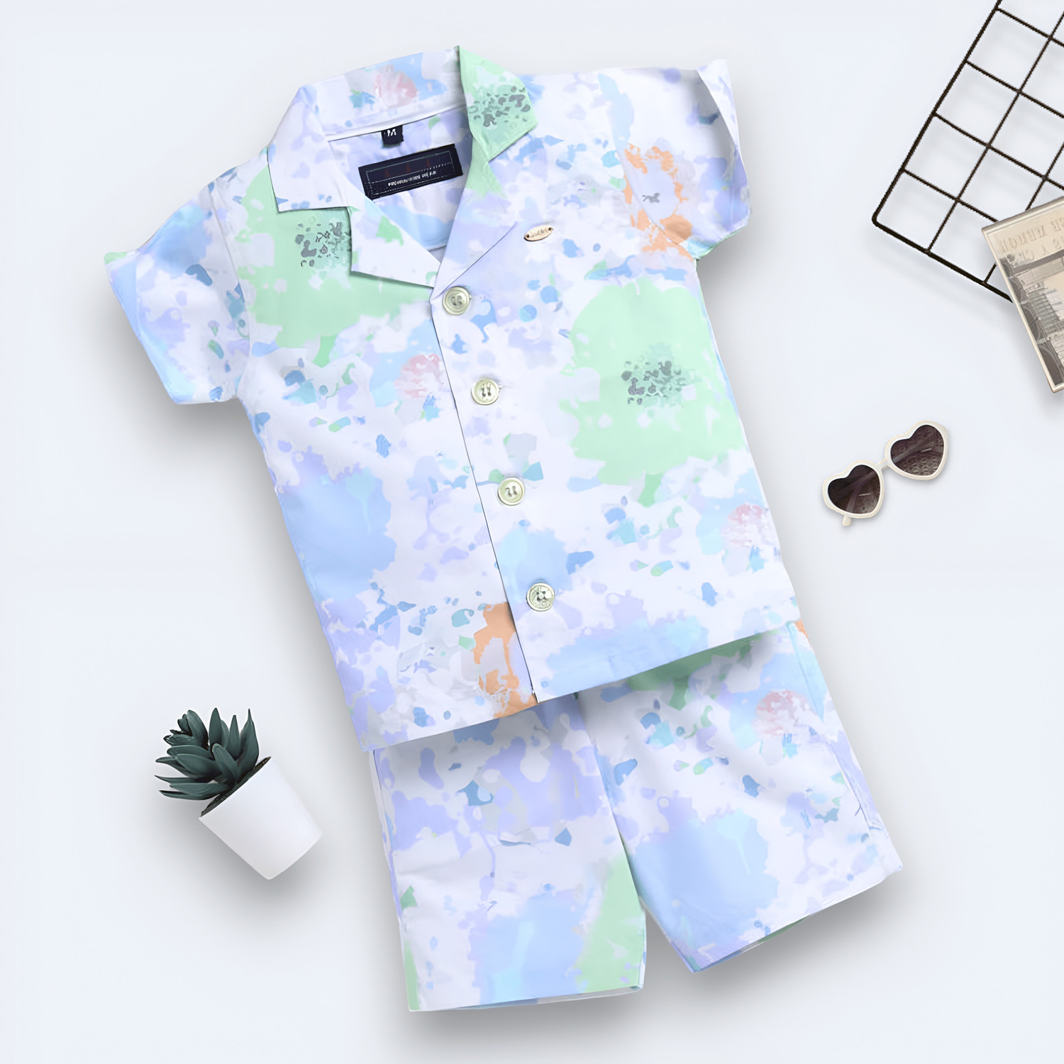 Image of Tiny Brezy Baby Boys & Baby Girls Party(Festive) Shirt Shorts (RIMZIM MULTY)