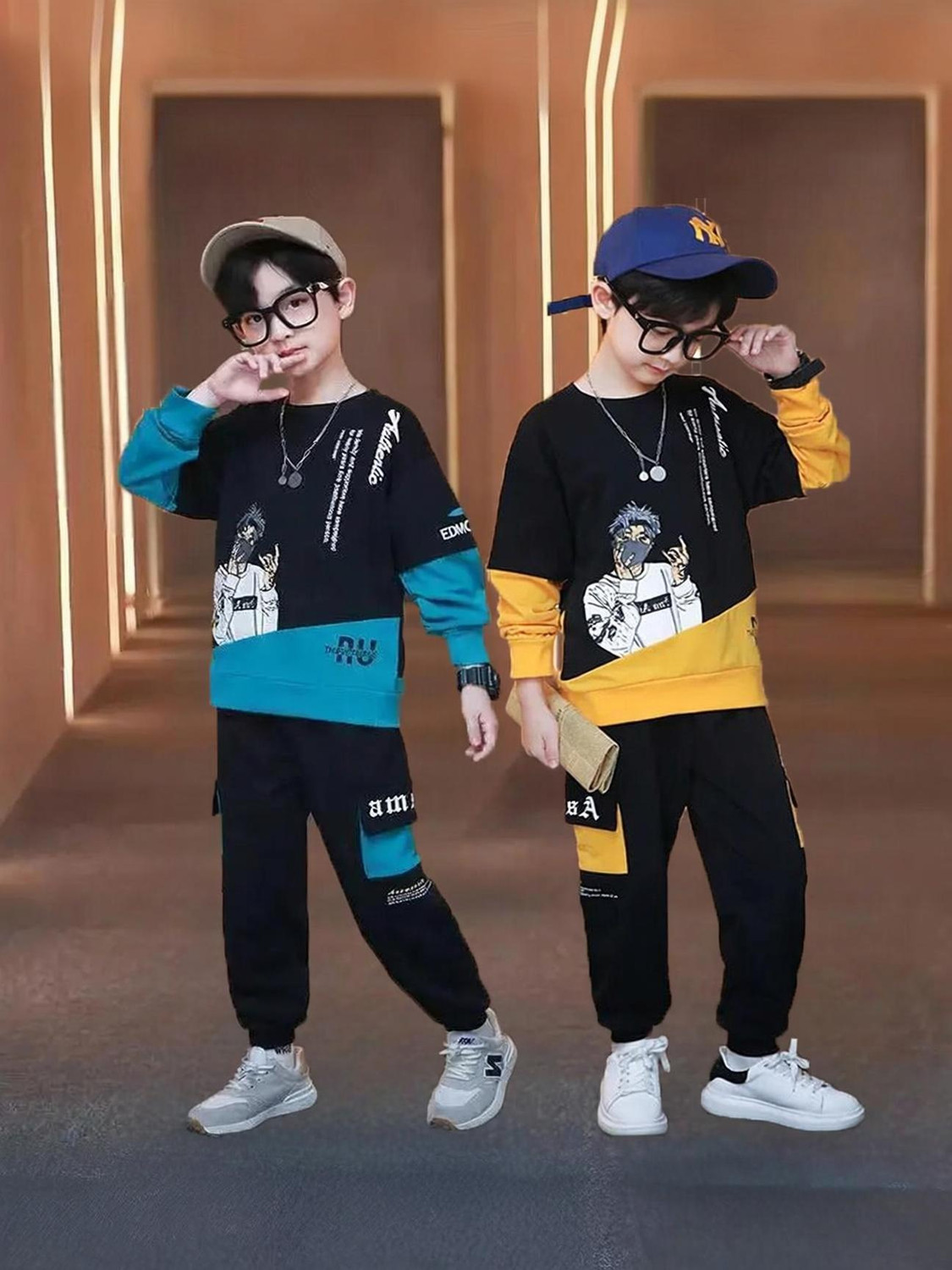 Image of Cute N Tight Baby Boys & Baby Girls Casual T-shirt Track Pants (Yellow)