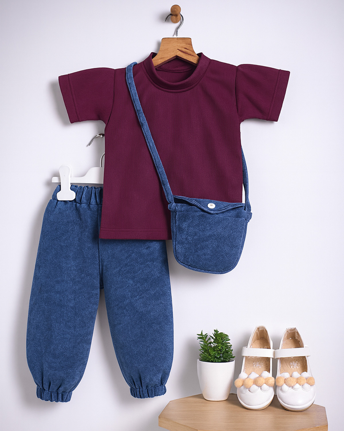 Image of RAHAMANSKSAFIUR Baby Girls Party(Festive) Top Jeans (WINE)