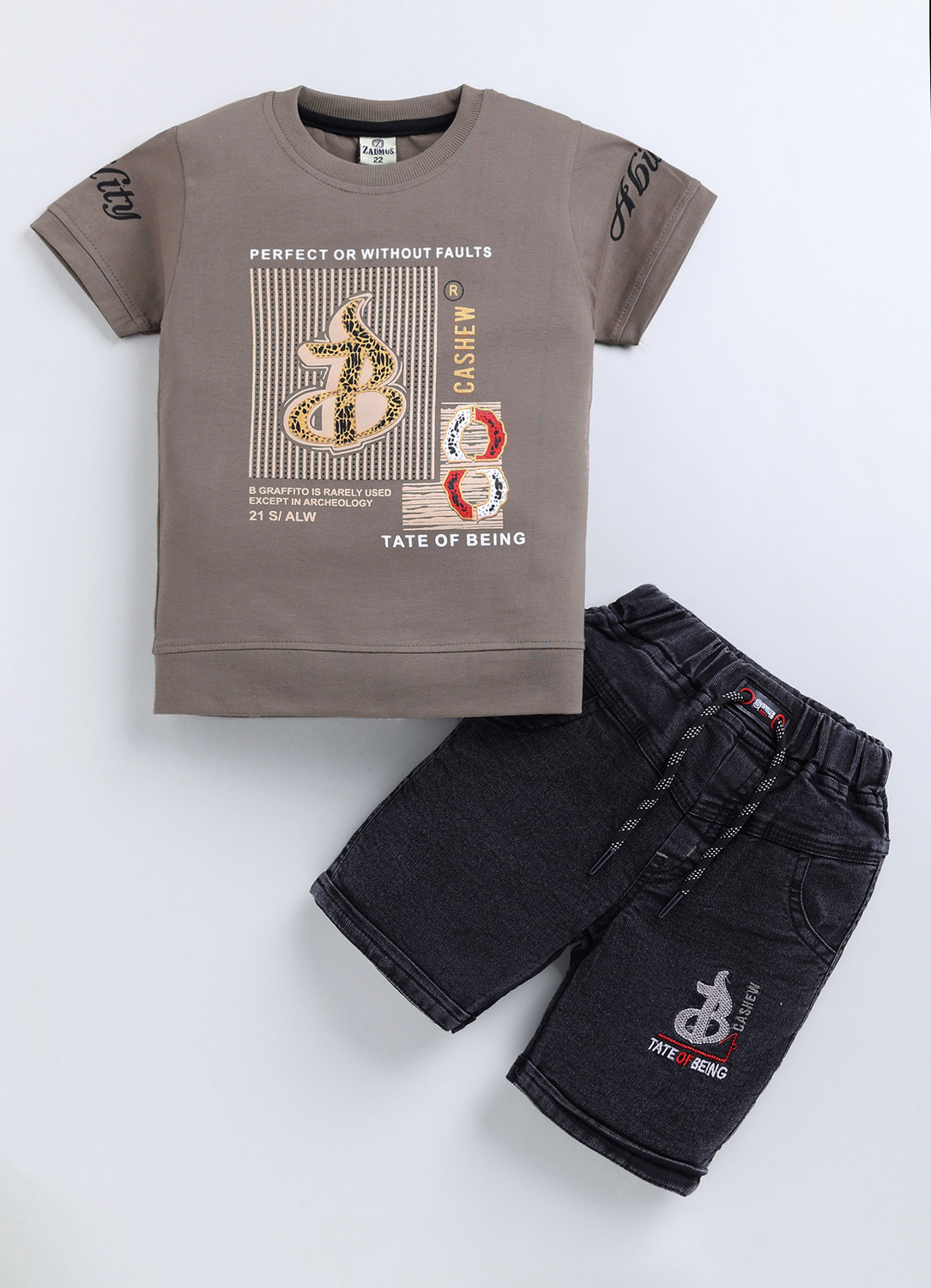 Image of ZADMUS Baby Boys Casual T-shirt Shorts (Brown)