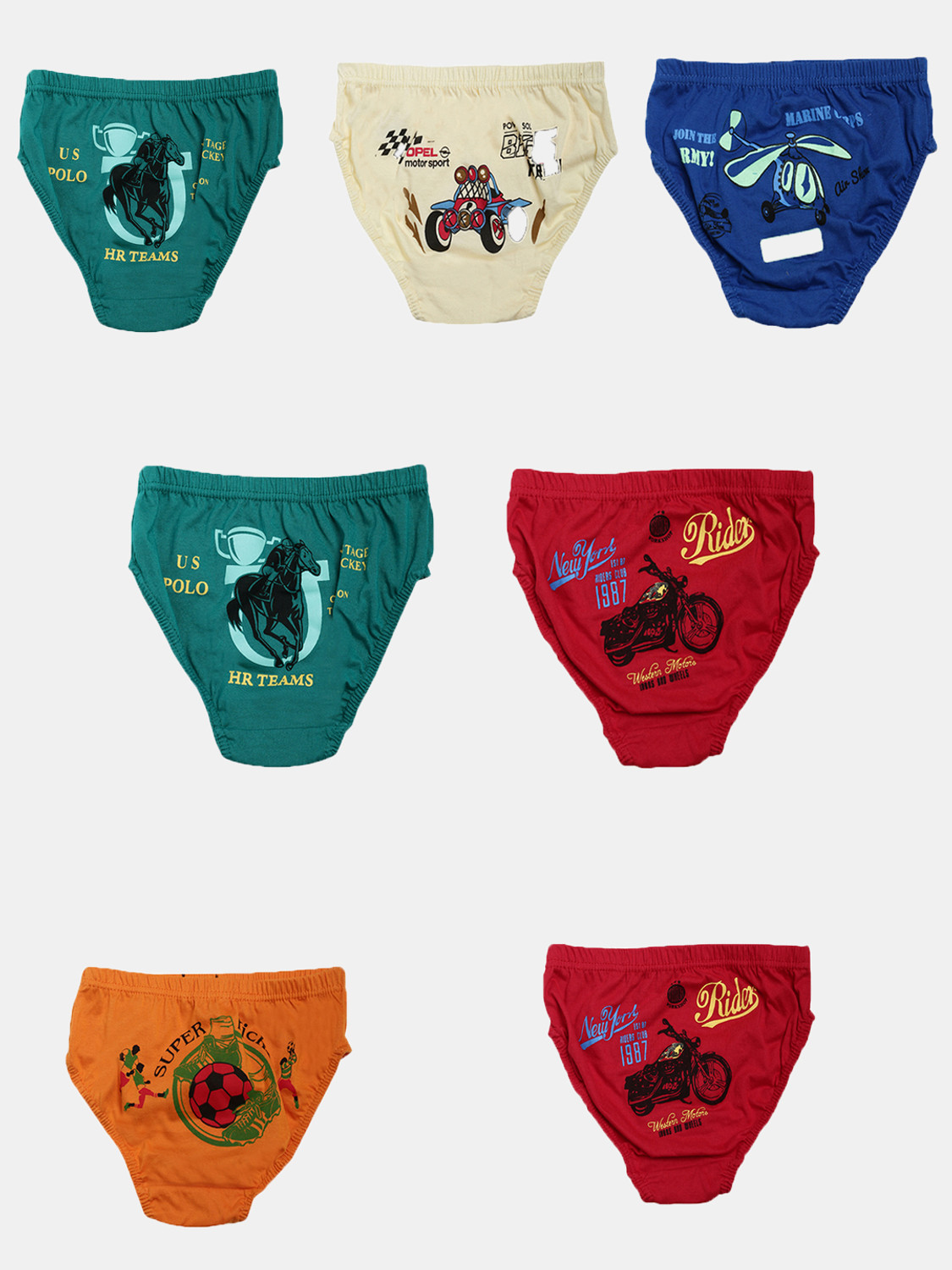 Image of Kids Basket Brief For Boys (Multicolor Pack of 8)