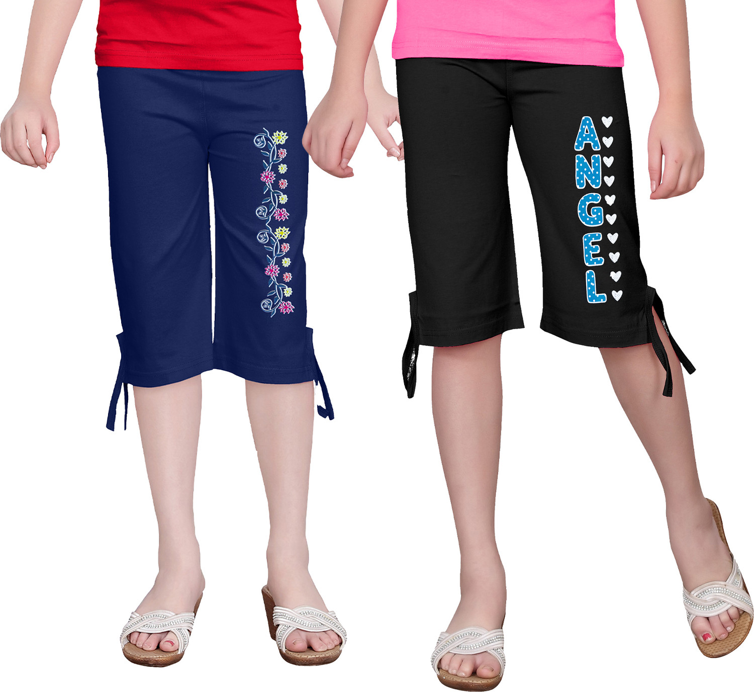 Image of Veecap Capri For Girls Casual Printed Cotton Blend (Multicolor Pack of 5)