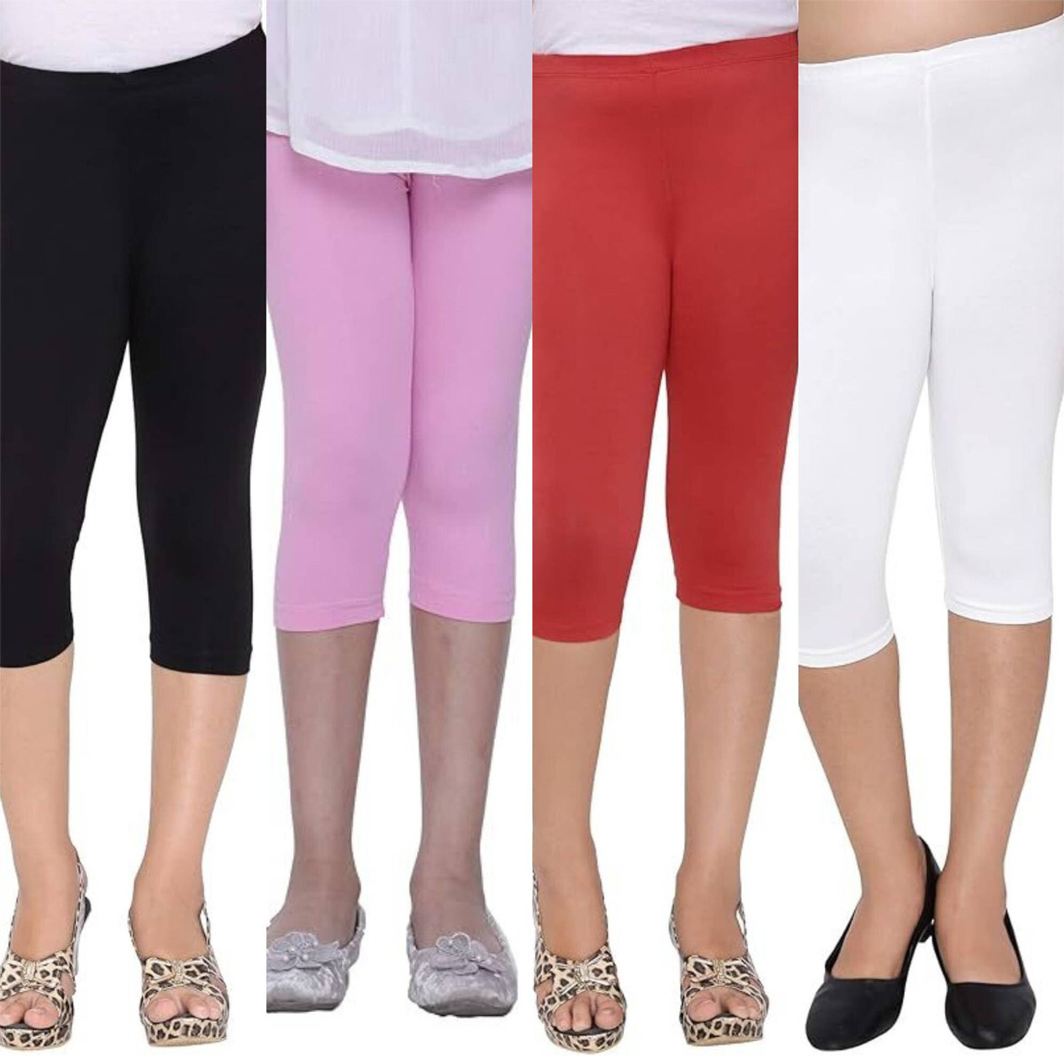 Image of Veecap Capri For Girls Casual Printed Cotton Blend (Multicolor Pack of 5)