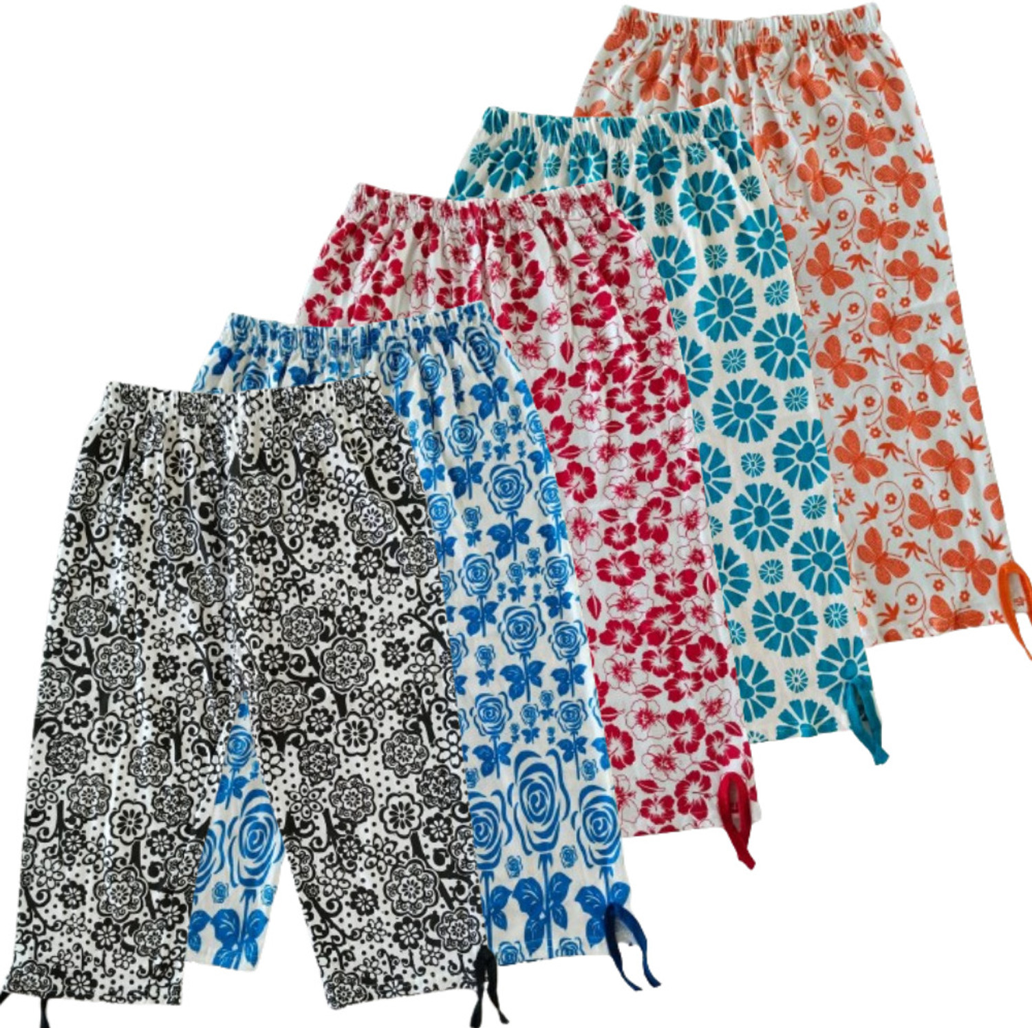 Image of Veecap Capri For Girls Casual Printed Cotton Blend (Multicolor Pack of 5)
