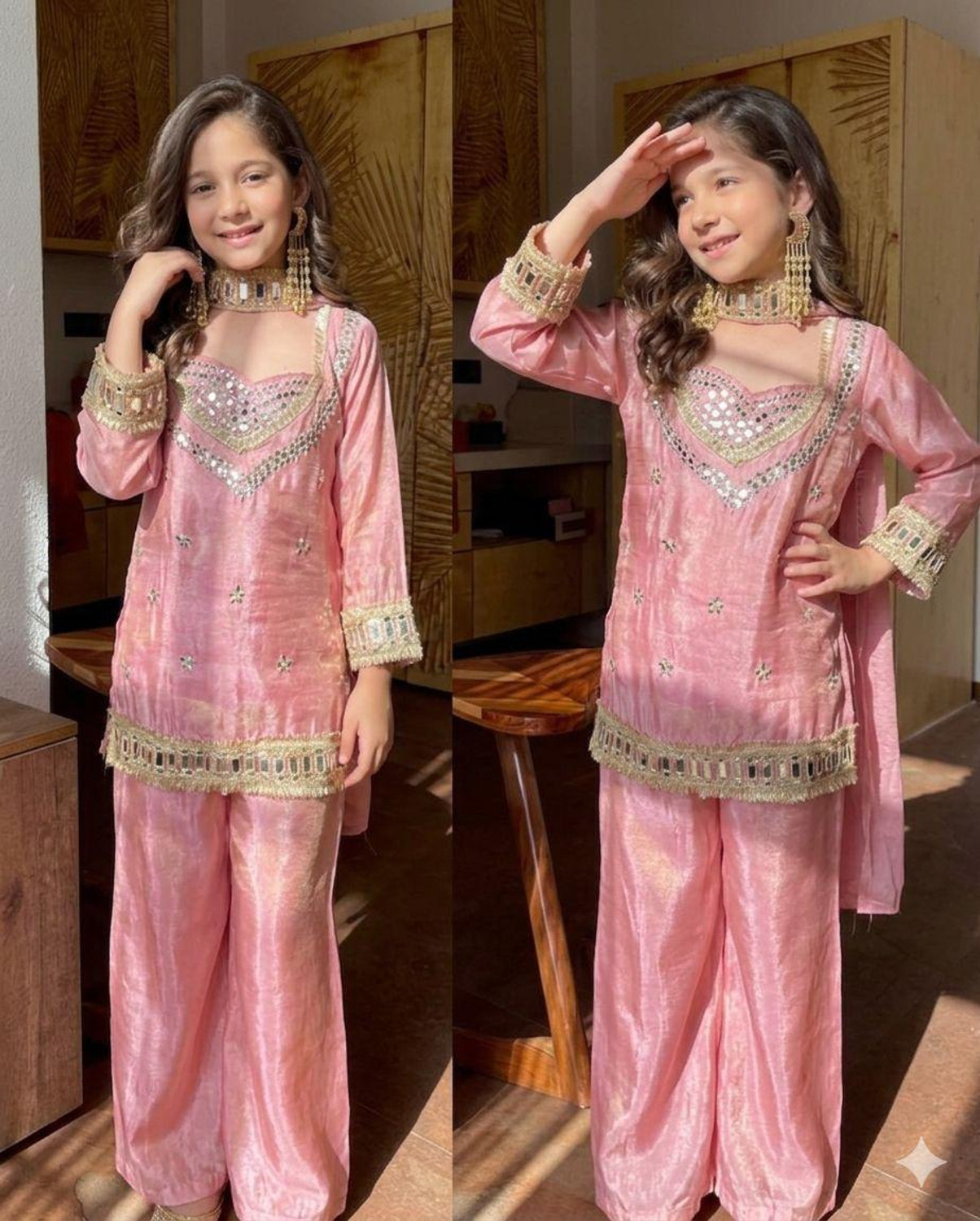 PIRA Girls Pink Kurta and Palazzo Set Pack of 1 - Image 5
