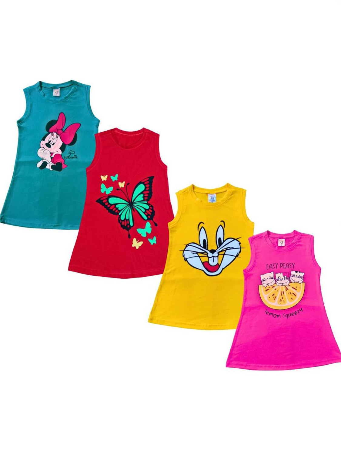 Image of CHIRUK Girls Midi /Knee Length Casual Dress (Multicolor, Sleeveless)