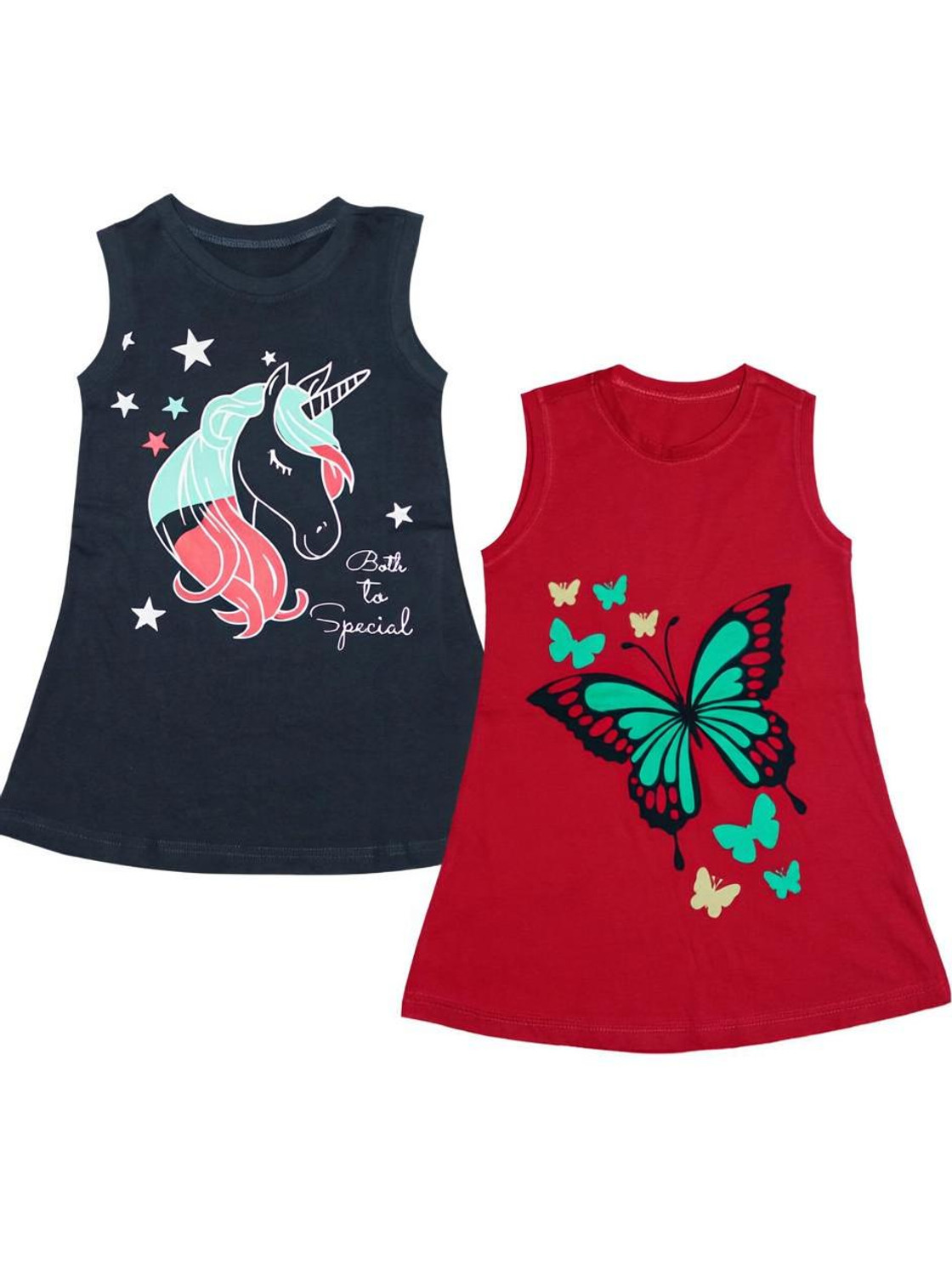 Image of CHIRUK Girls Midi /Knee Length Casual Dress (Multicolor, Sleeveless)