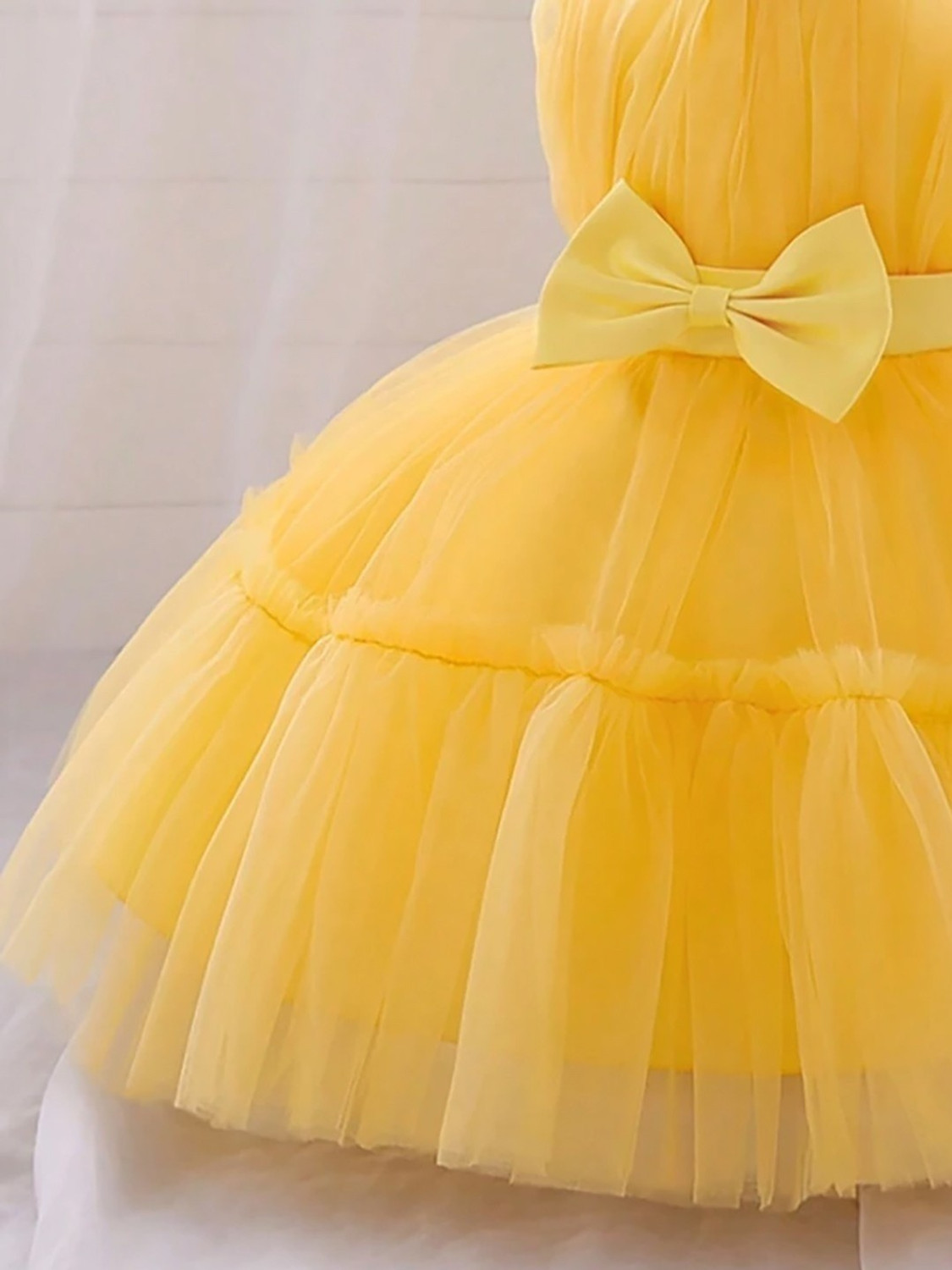 Image of nexakids Baby Girls Midi /Knee Length Party Dress (Yellow, Sleeveless)