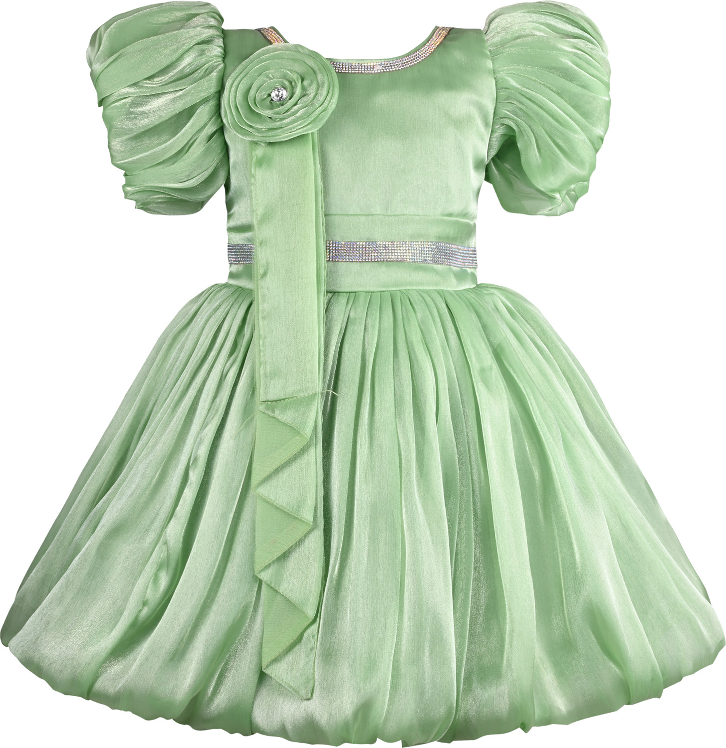 Image of Ministich Baby Girls Midi /Knee Length Party Dress (Yellow, Sleeveless)